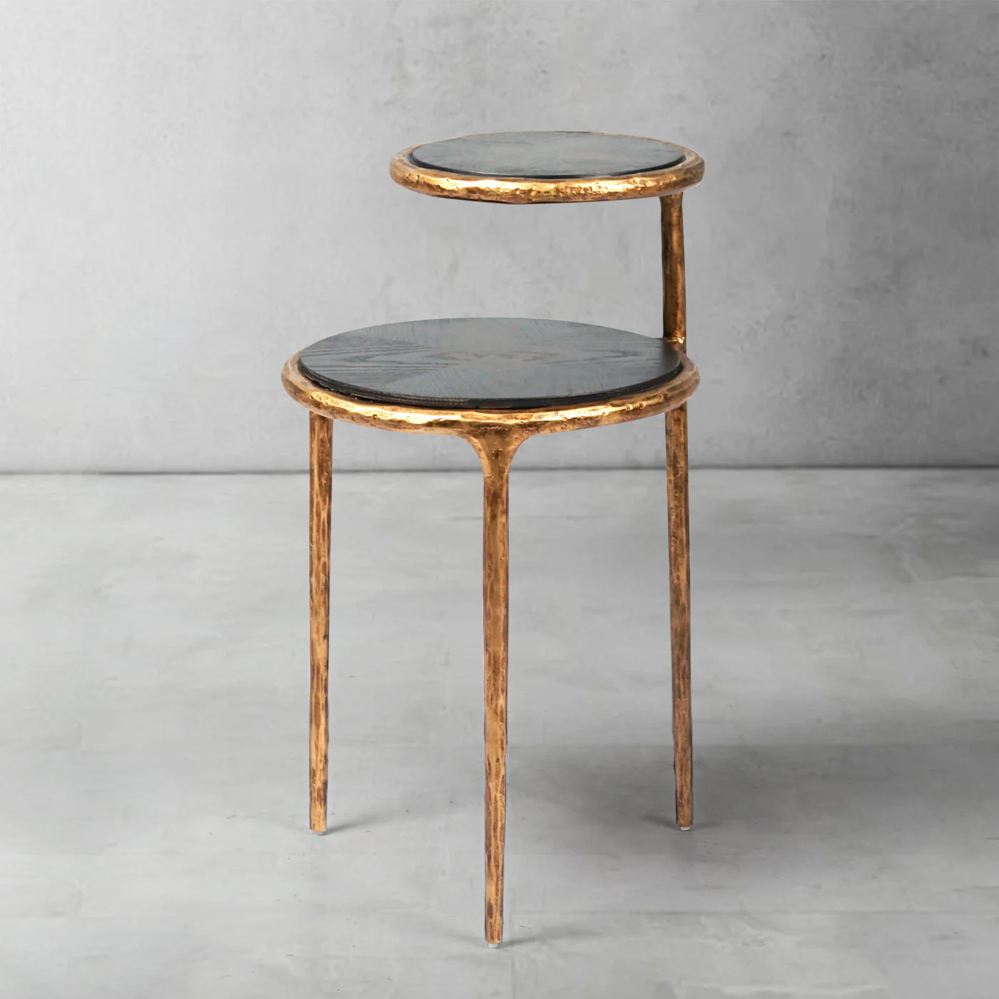 Hand-Forged Metal Tiered Accent Table