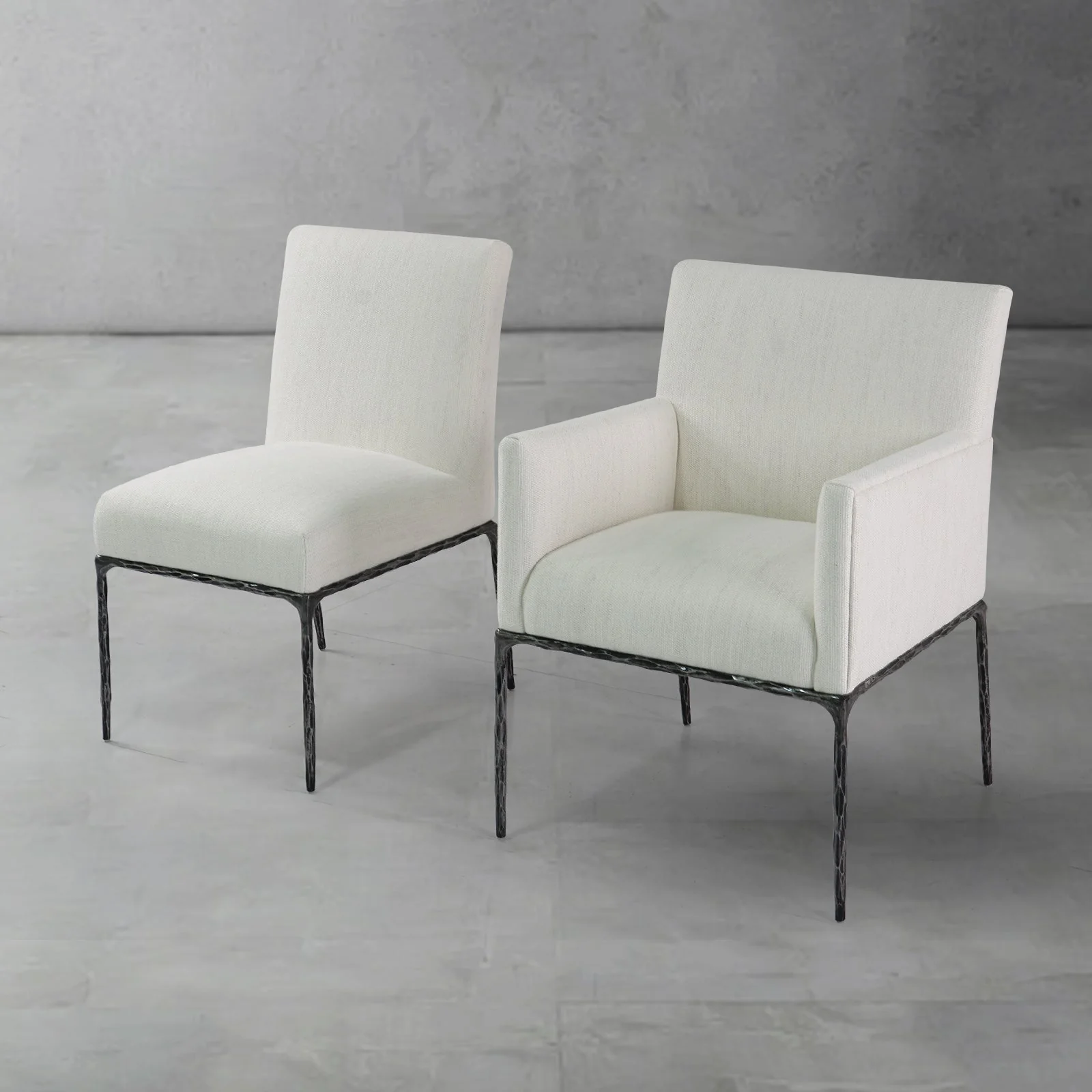 Hand-Forged Metal Track Fabric Lounge Armchair - Image 16