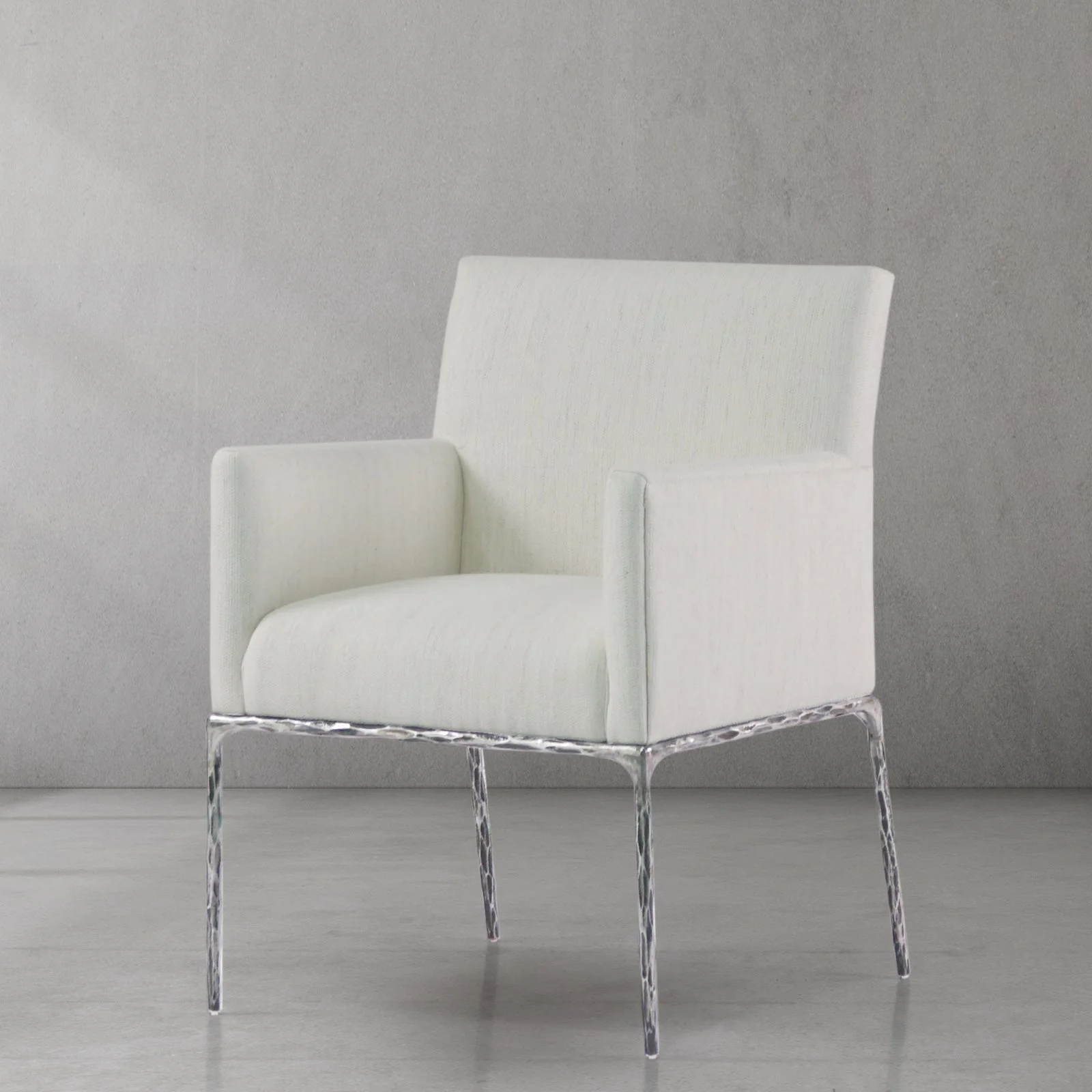 Hand-Forged Metal Track Fabric Lounge Armchair - Image 17