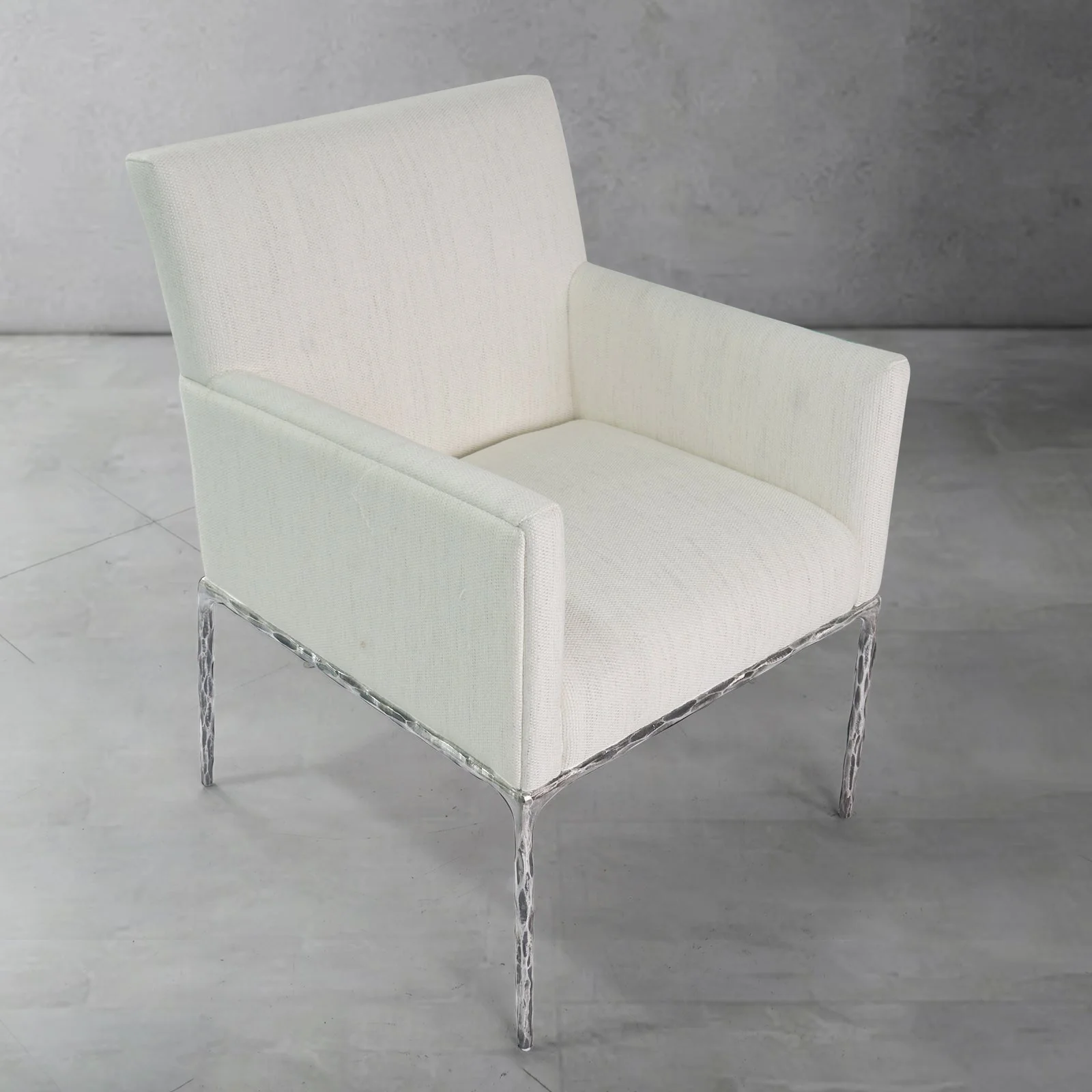 Hand-Forged Metal Track Fabric Lounge Armchair - Image 19