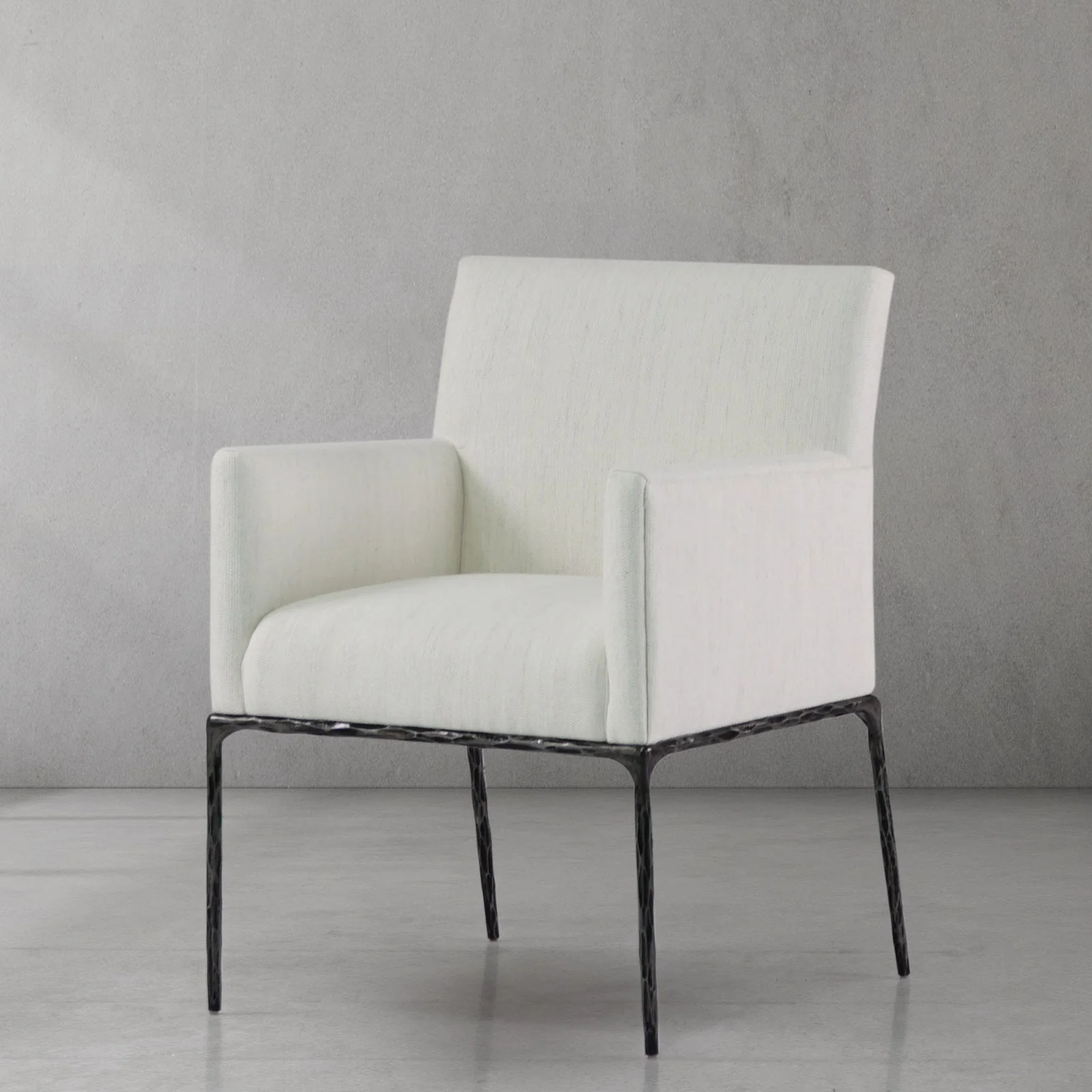 Hand-Forged Metal Track Fabric Lounge Armchair - Image 26