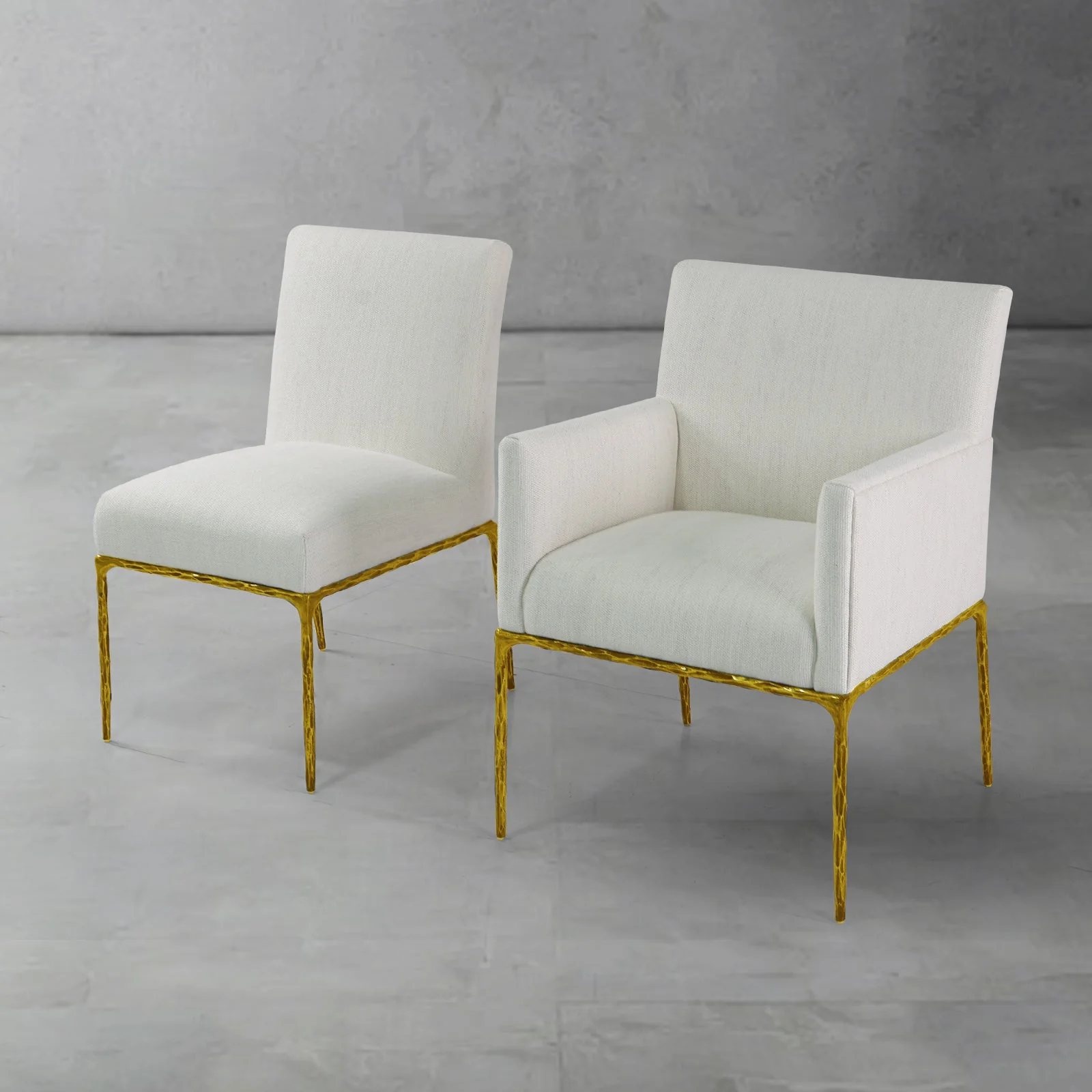 Hand-Forged Metal Track Fabric Lounge Armchair - Image 8