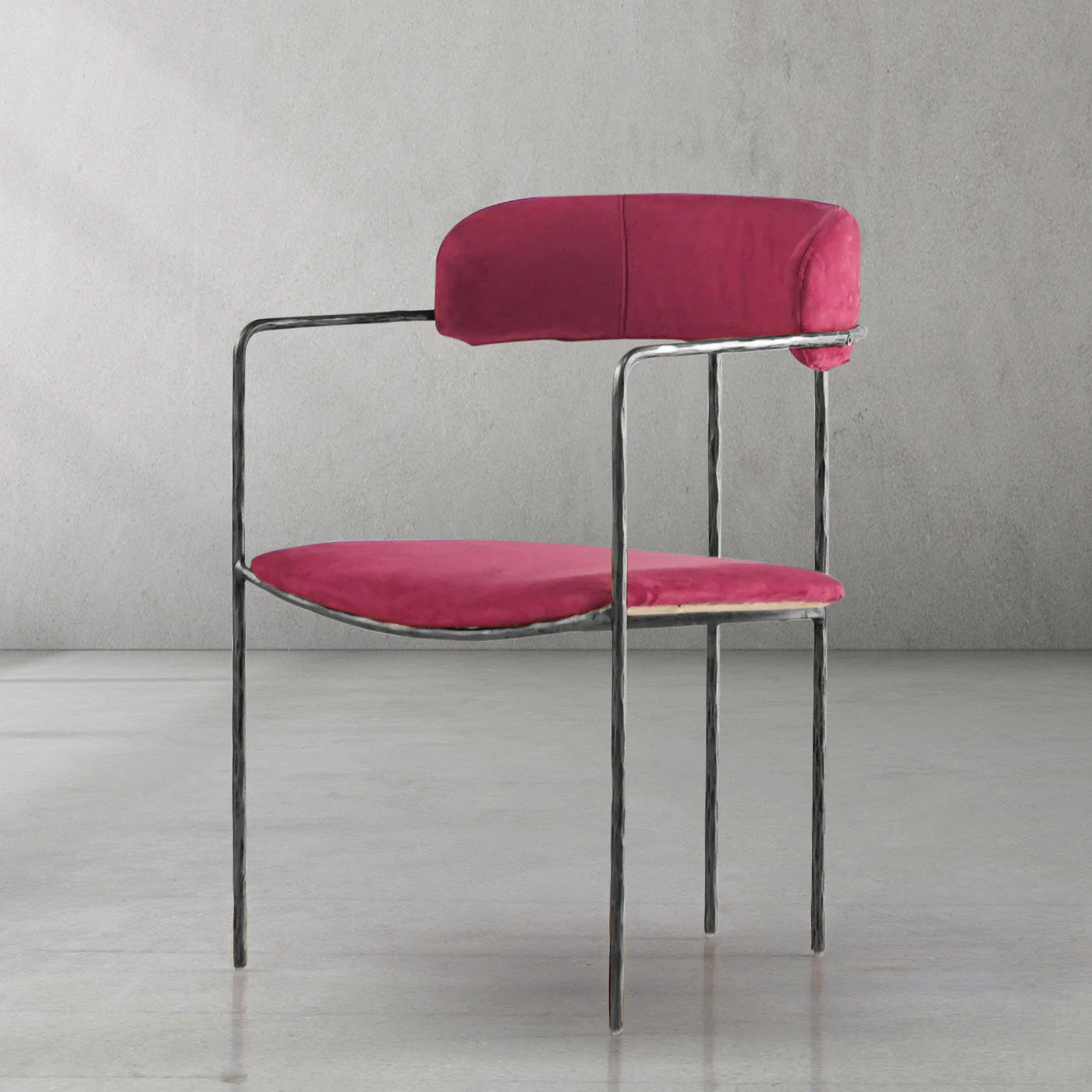 Hand-Forged Metal Vintage Armrest Dining Chair - Image 17