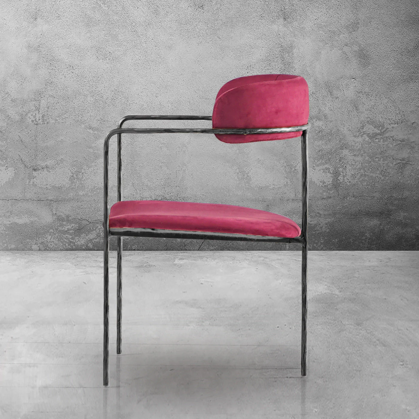 Hand-Forged Metal Vintage Armrest Dining Chair - Image 8