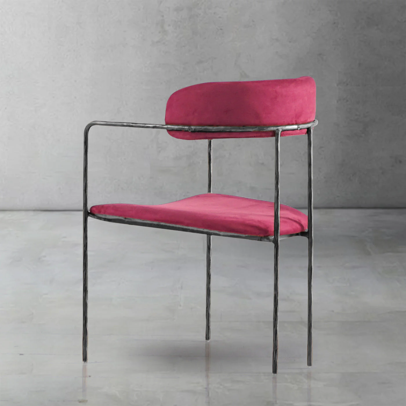 Hand-Forged Metal Vintage Armrest Dining Chair - Image 9