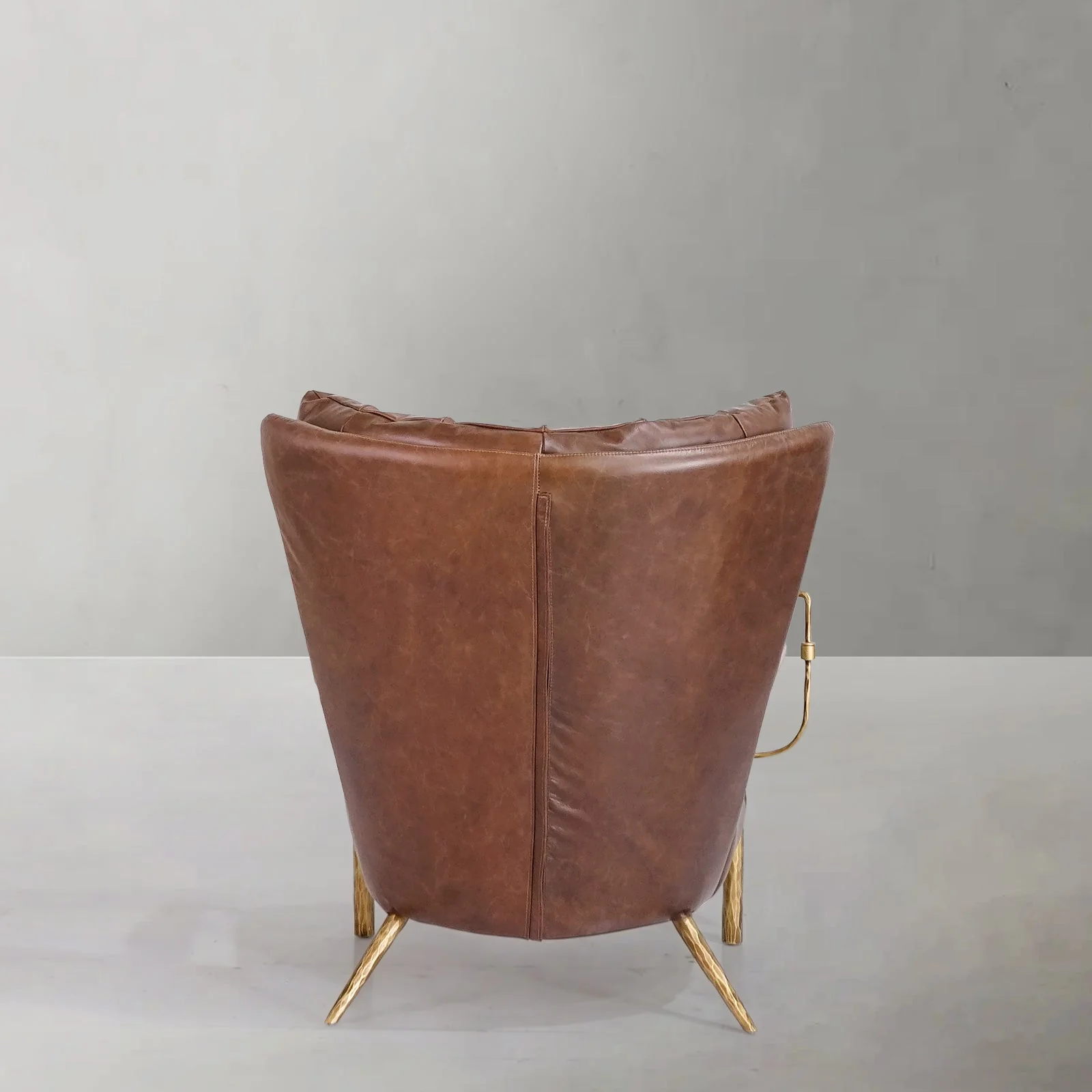 Hand-Forged Metal Vintage Leather Armchair Cigar Chair - Image 11