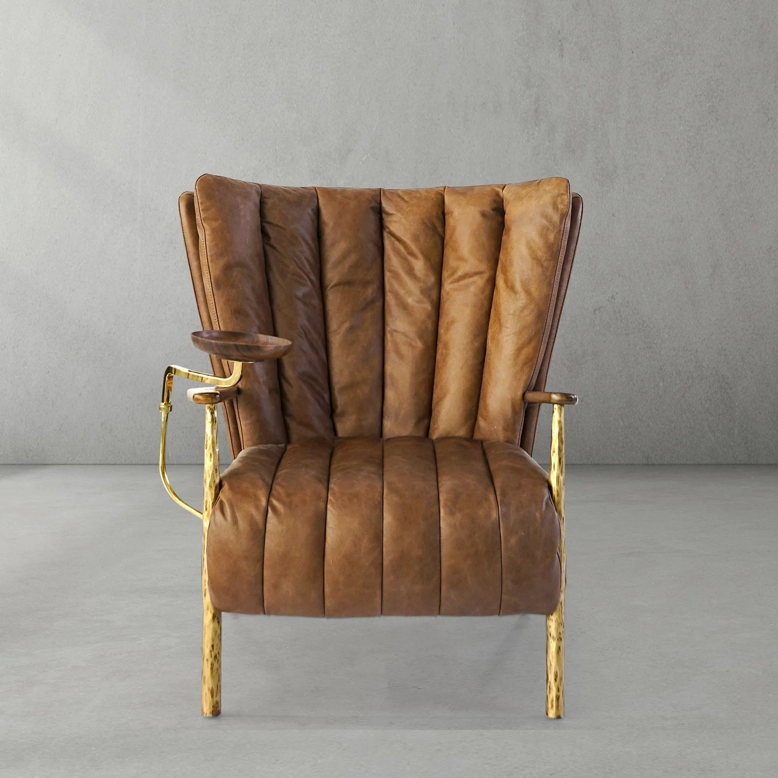 Hand-Forged Metal Vintage Leather Armchair Cigar Chair - Image 14