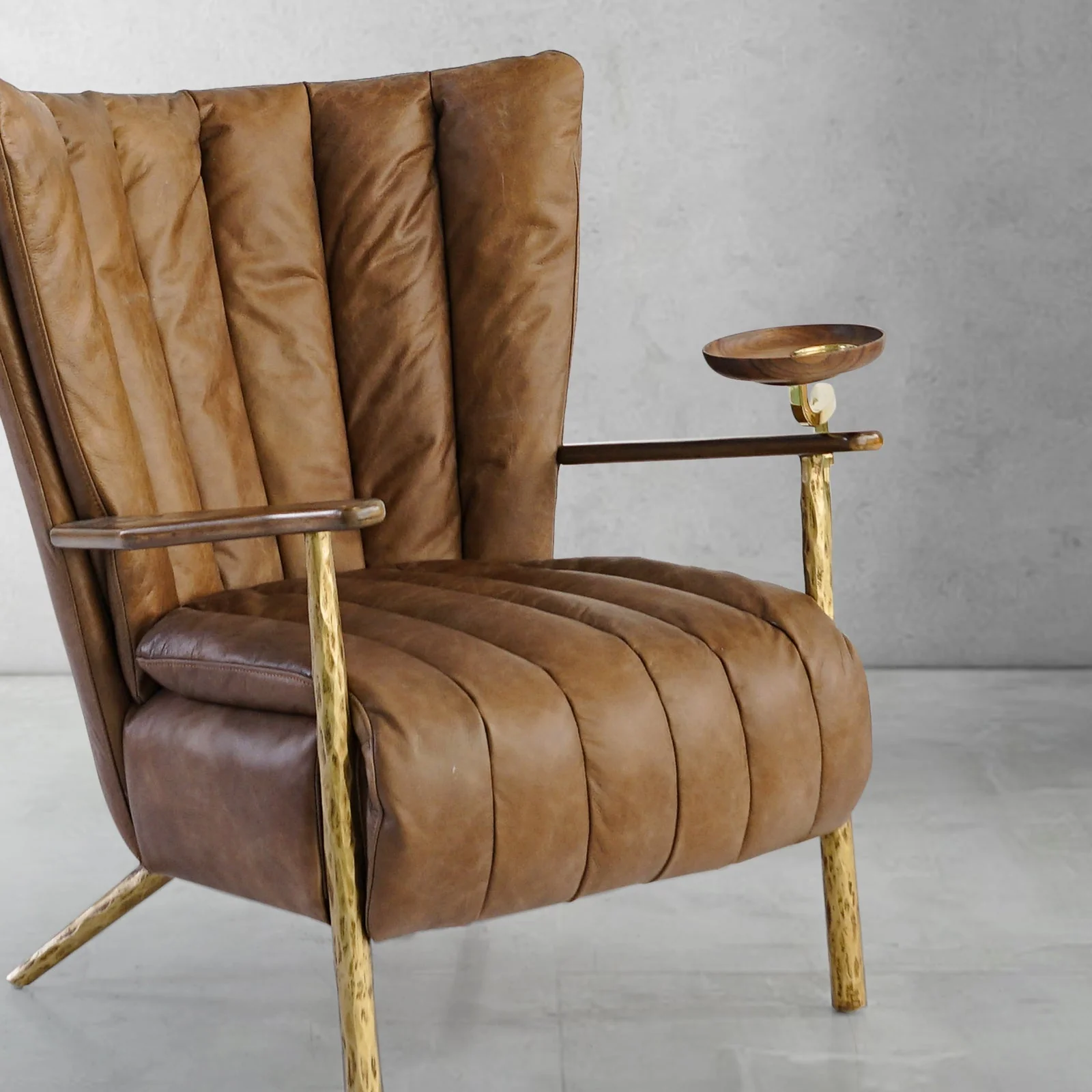 Hand-Forged Metal Vintage Leather Armchair Cigar Chair - Image 16