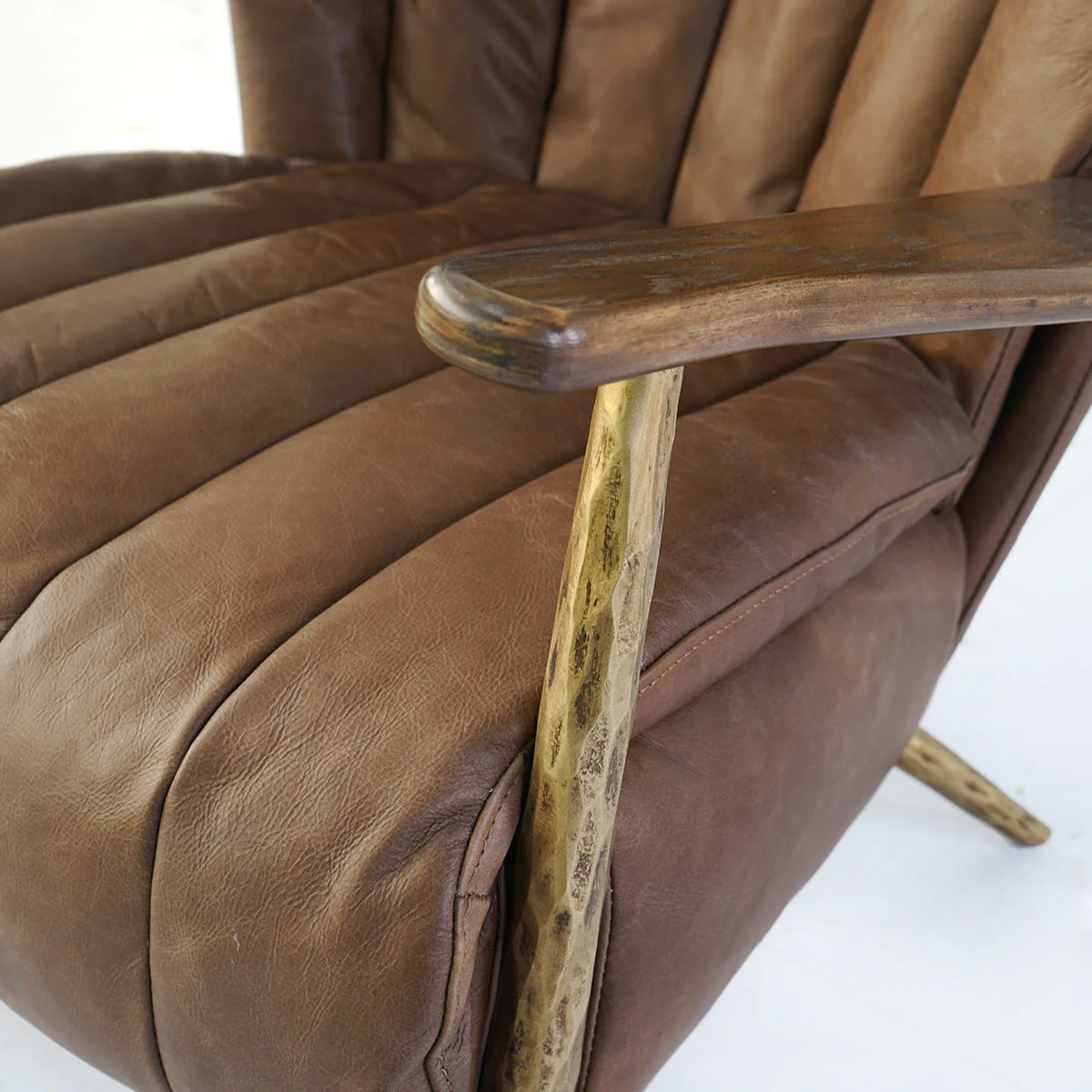 Hand-Forged Metal Vintage Leather Armchair Cigar Chair - Image 17