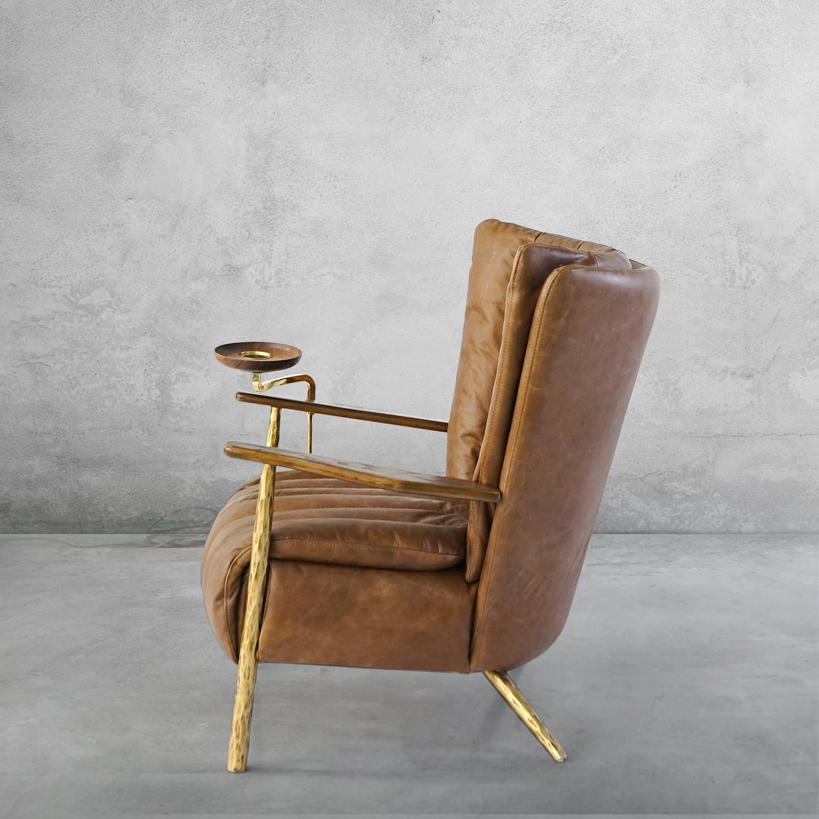 Hand-Forged Metal Vintage Leather Armchair Cigar Chair - Image 19