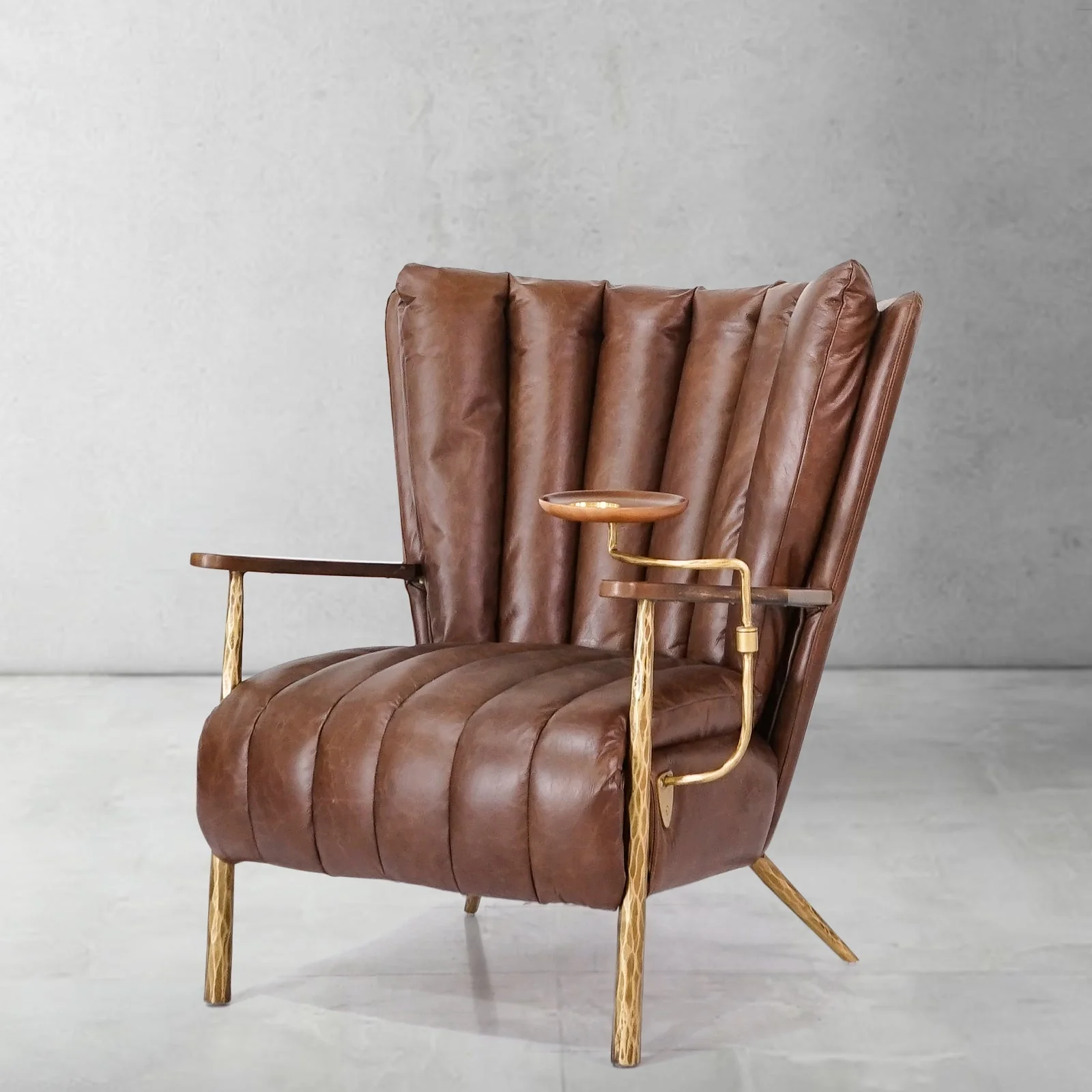 Hand-Forged Metal Vintage Leather Armchair Cigar Chair - Image 2