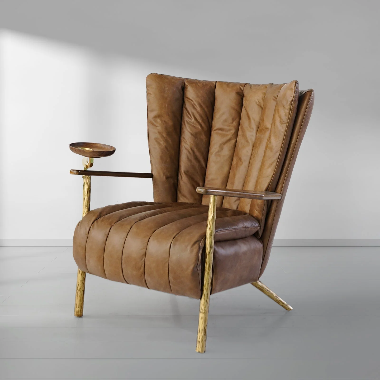Hand-Forged Metal Vintage Leather Armchair Cigar Chair - Image 23