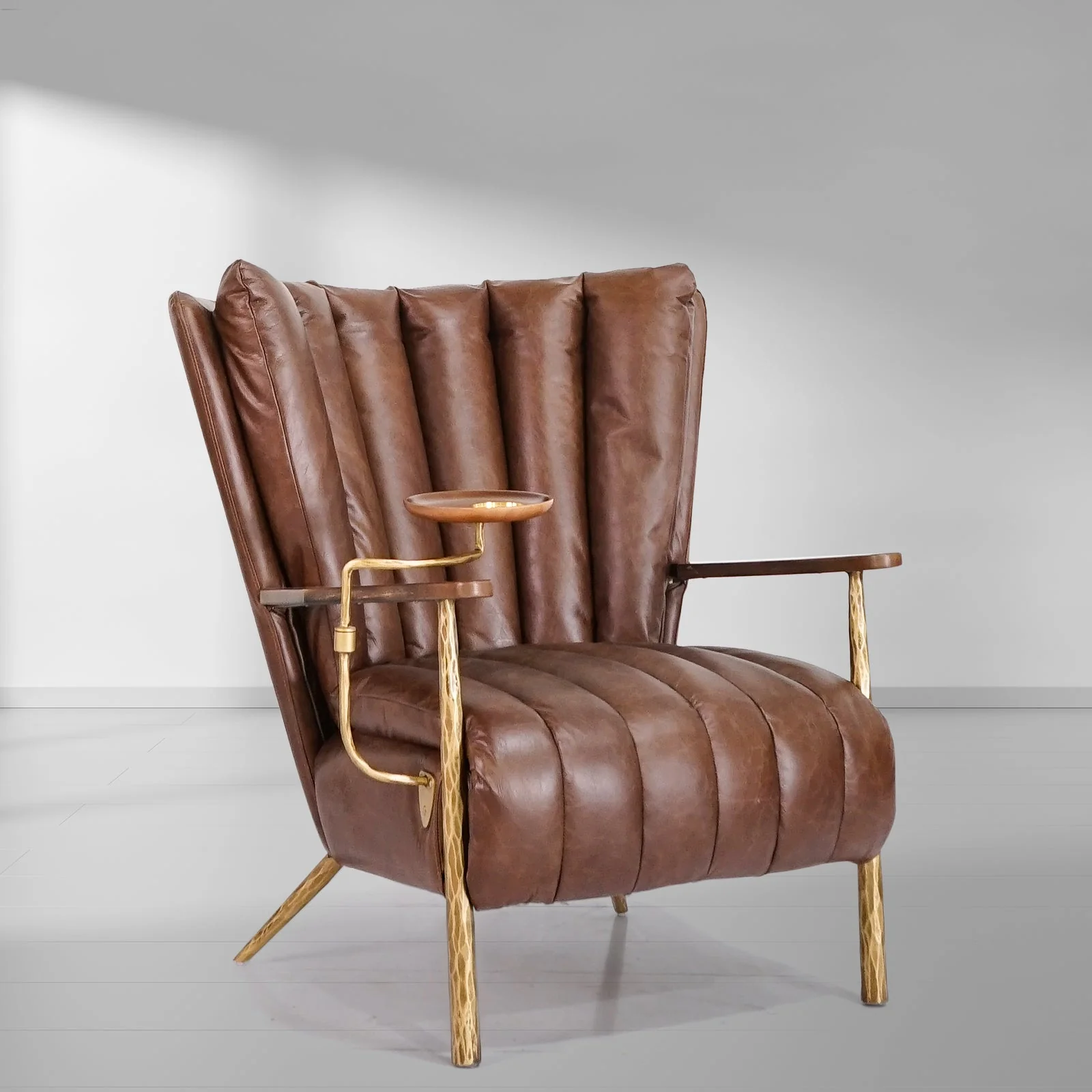 Hand-Forged Metal Vintage Leather Armchair Cigar Chair - Image 7