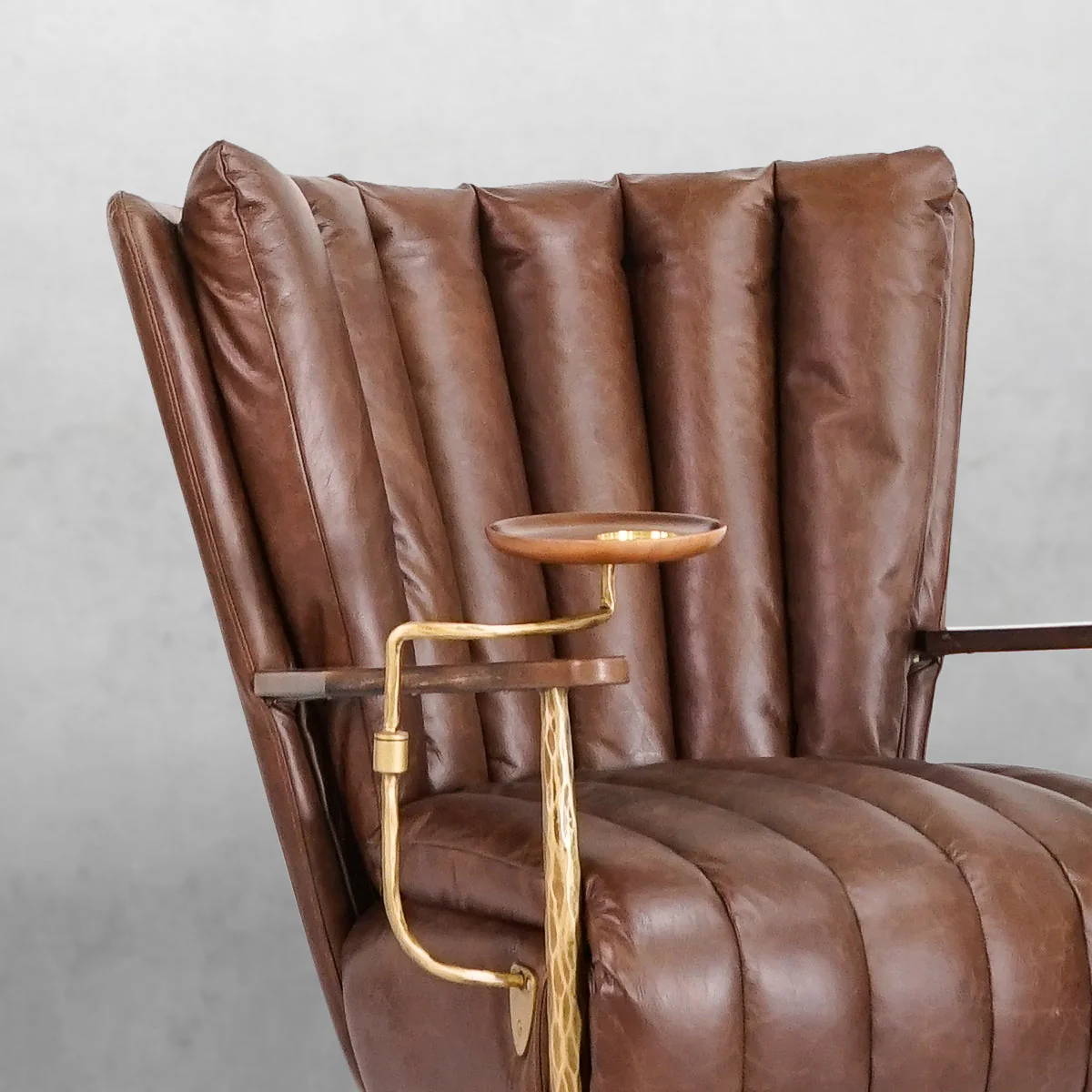 Hand-Forged Metal Vintage Leather Armchair Cigar Chair - Image 8