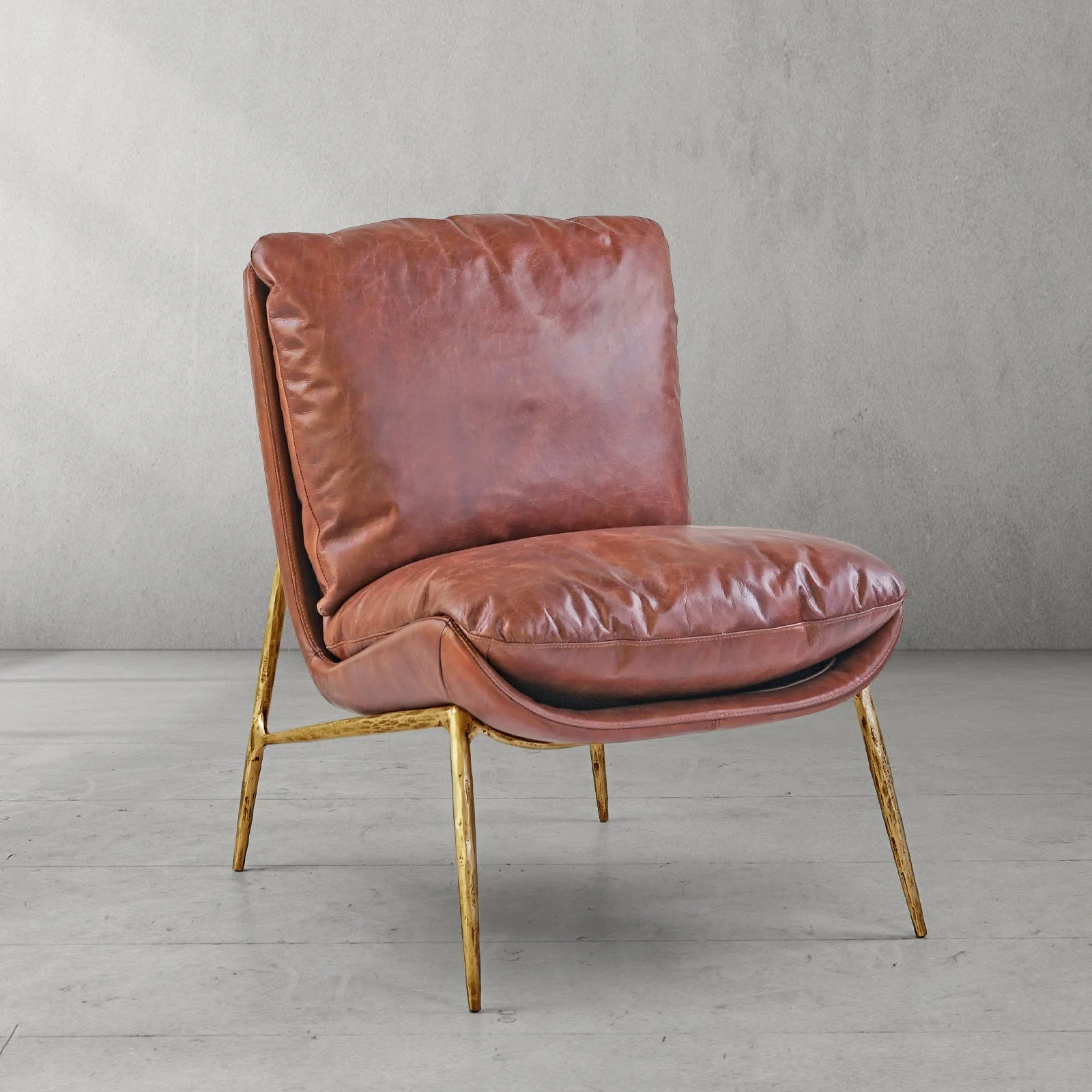Hand-Forged Metal Vintage Leather Armrest Lounge Chair - Image 28