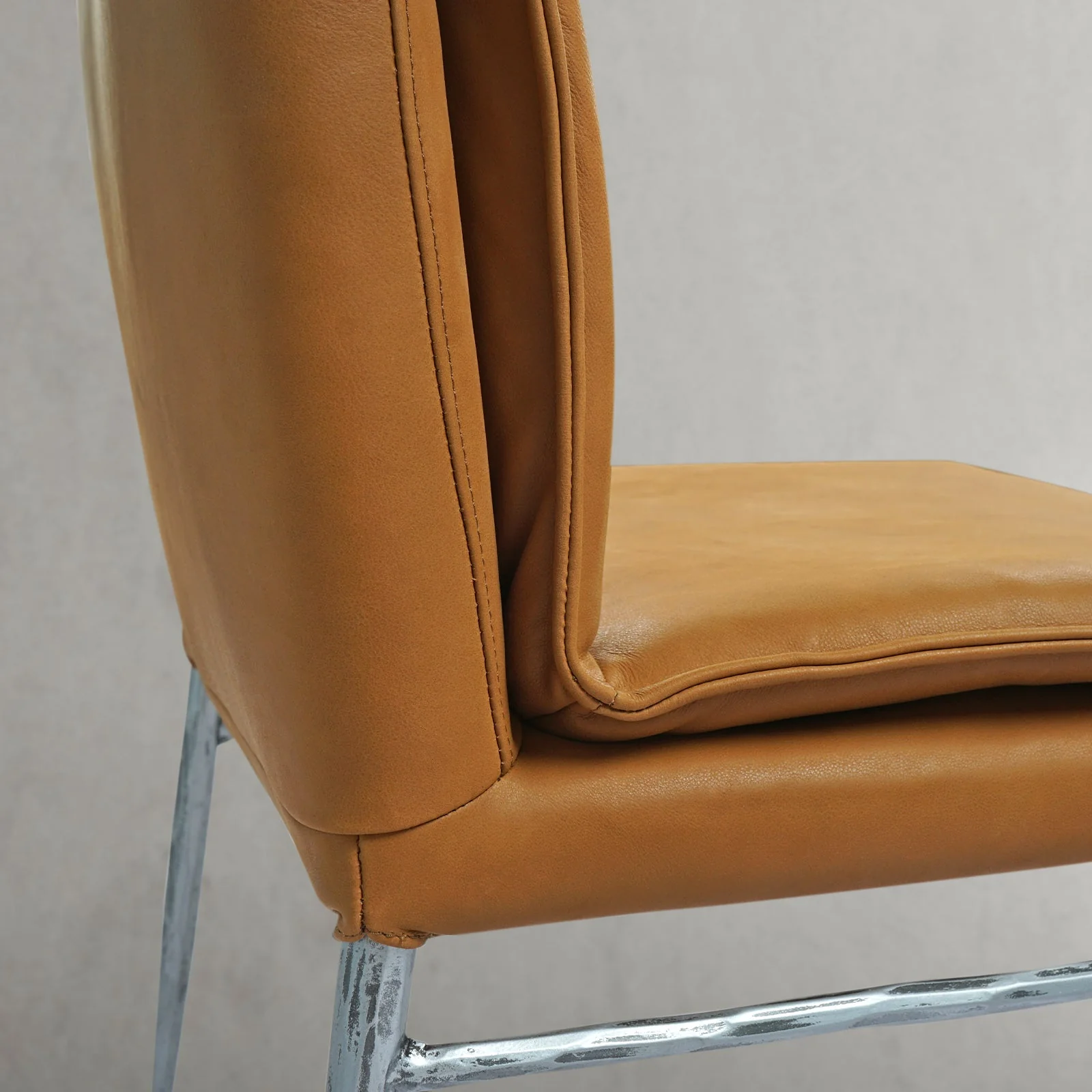 Hand-Forged Metal Vintage Leather Dining Chair - Image 12