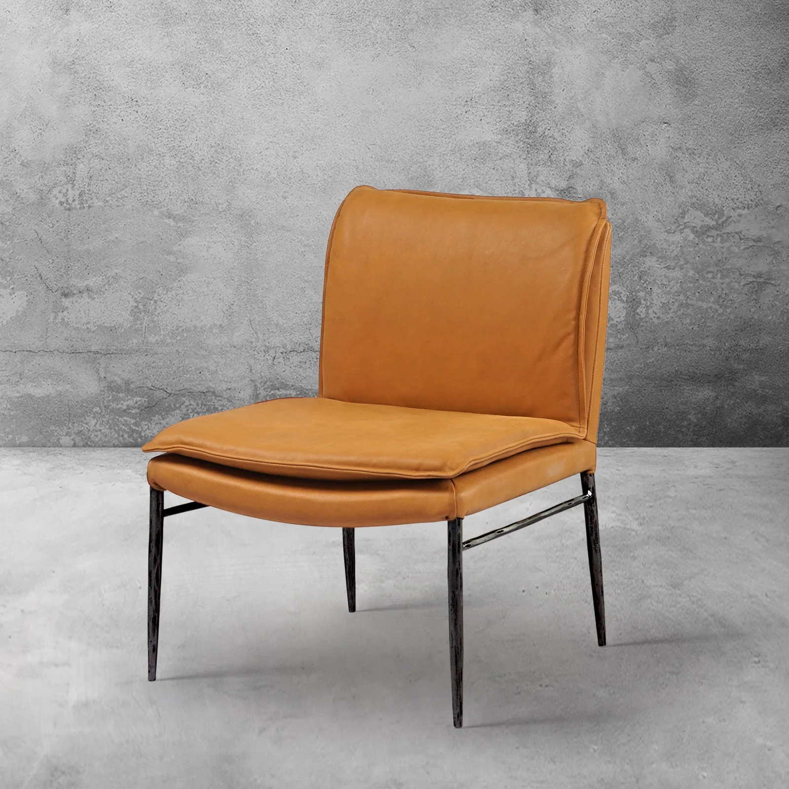 Hand-Forged Metal Vintage Leather Dining Chair - Image 13