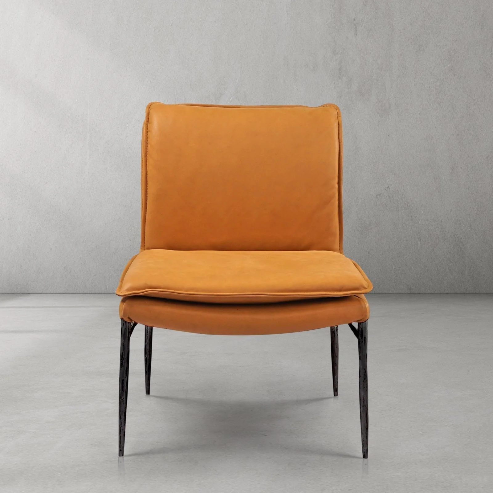 Hand-Forged Metal Vintage Leather Dining Chair - Image 2