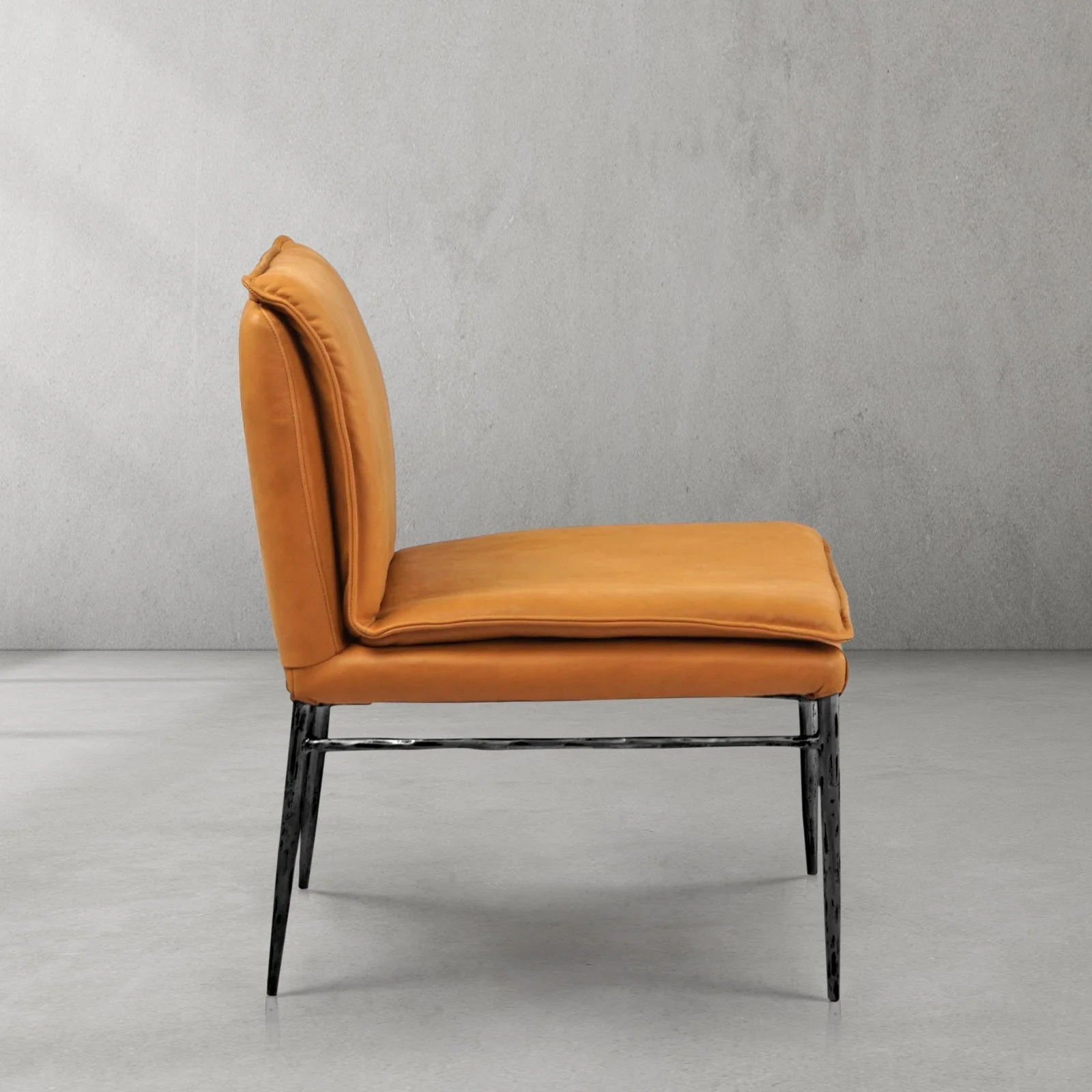Hand-Forged Metal Vintage Leather Dining Chair - Image 4
