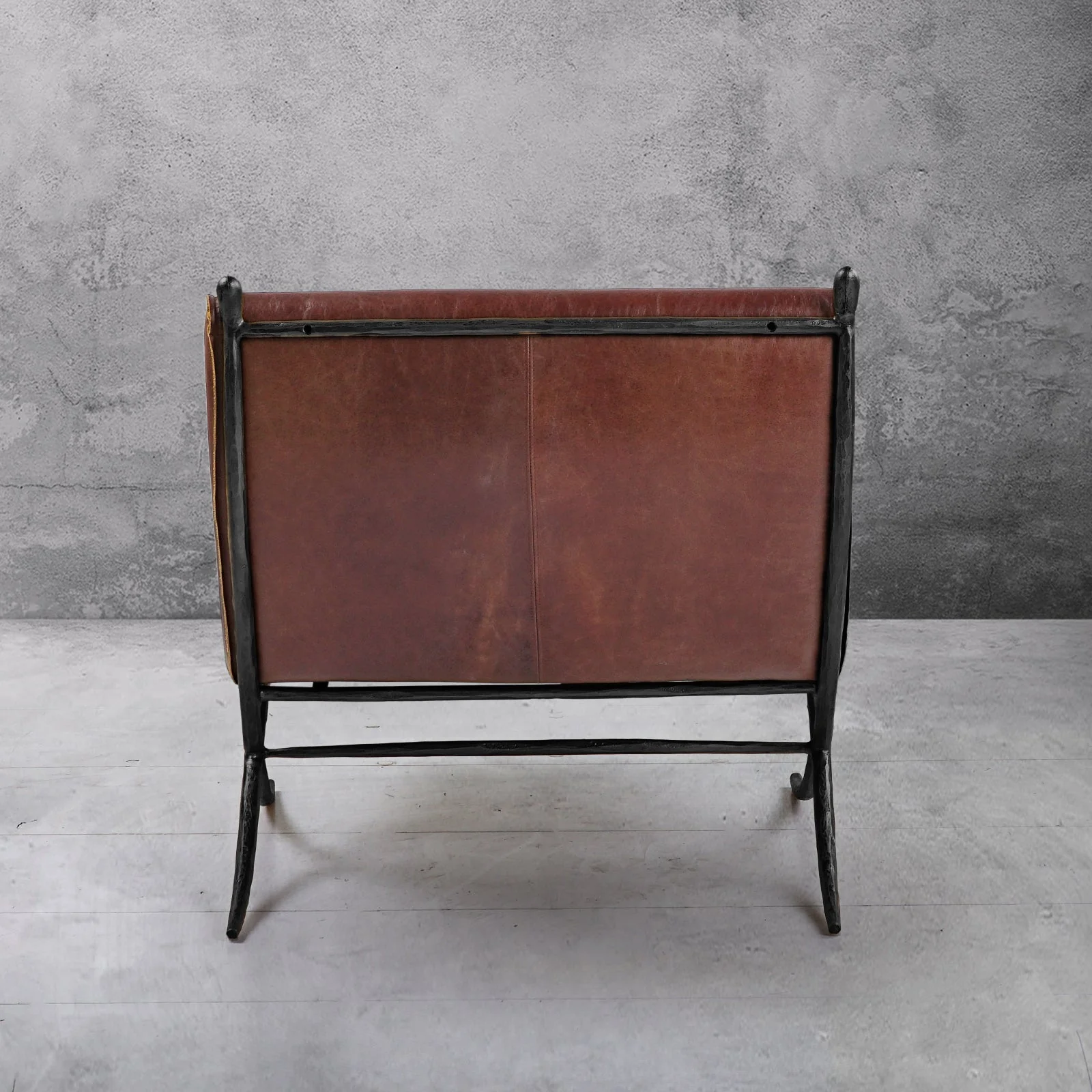 Hand-Forged Metal Vintage Leather Lounge Chair - Image 14
