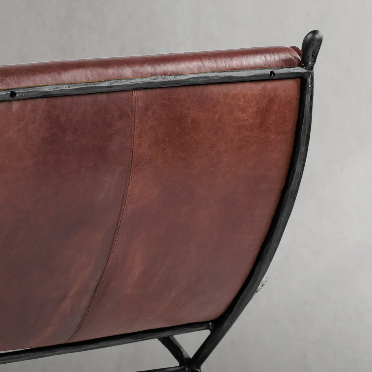 Hand-Forged Metal Vintage Leather Lounge Chair - Image 18