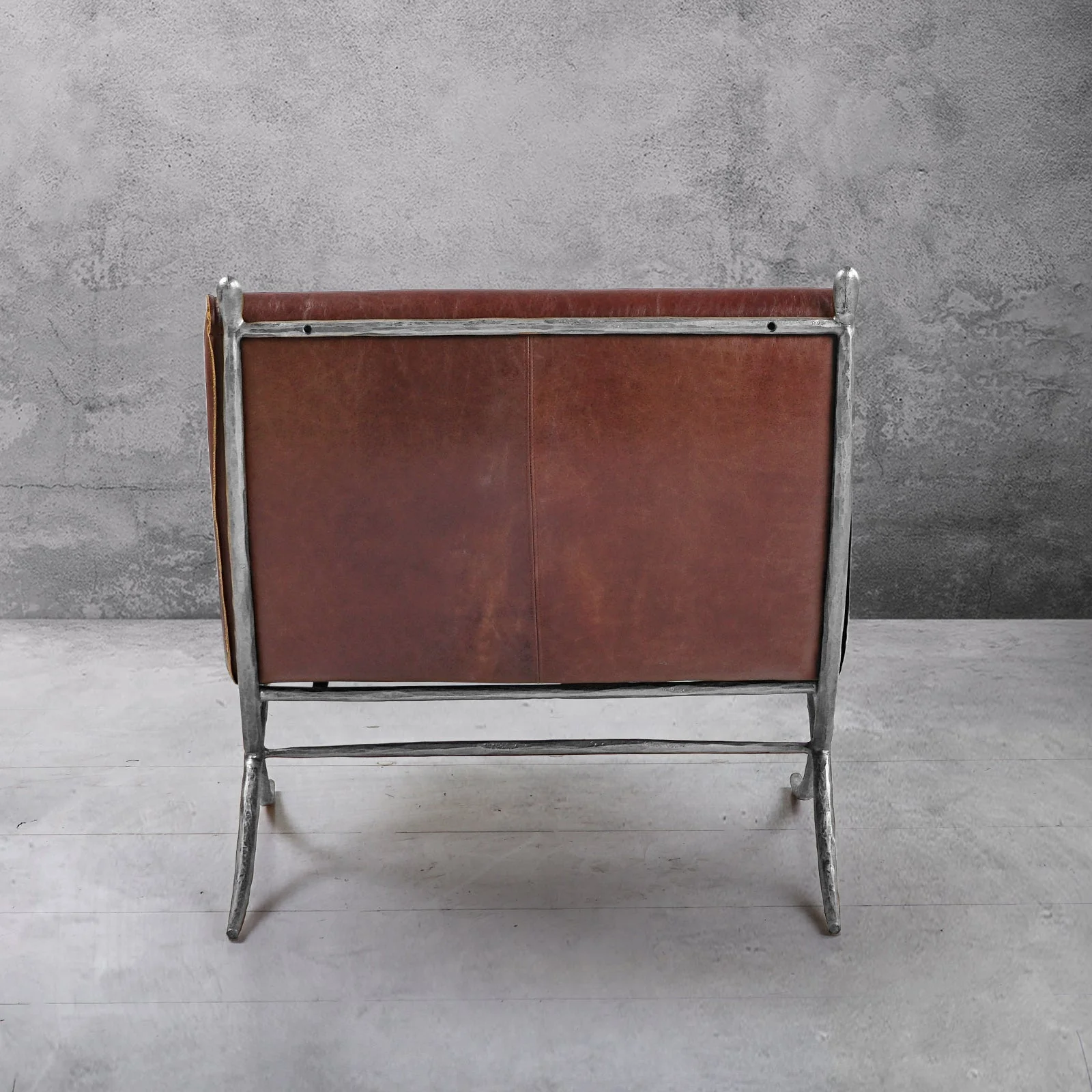 Hand-Forged Metal Vintage Leather Lounge Chair - Image 27