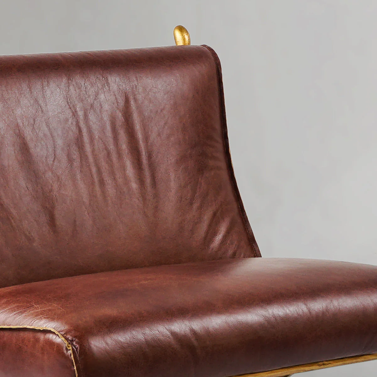 Hand-Forged Metal Vintage Leather Lounge Chair - Image 8