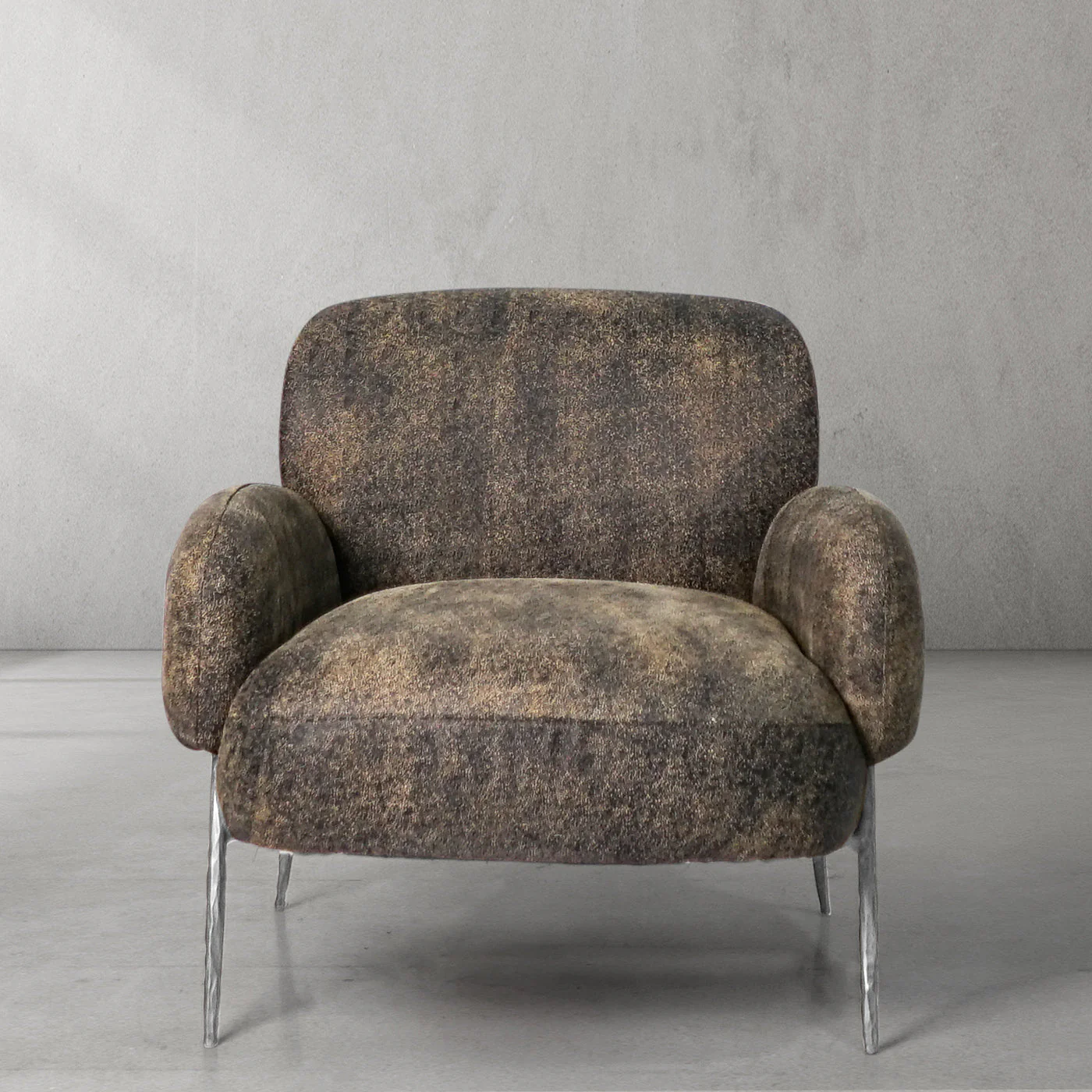 Hand-Forged Metal Vintage Pearl Grain Cowhide Lounge Chair - Image 12