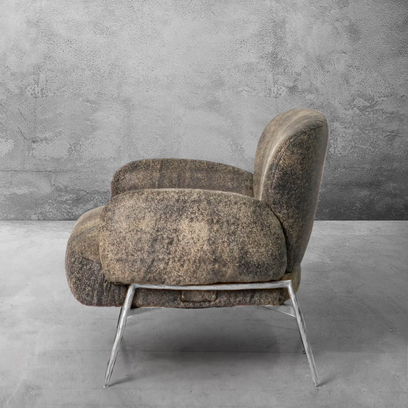 Hand-Forged Metal Vintage Pearl Grain Cowhide Lounge Chair - Image 13