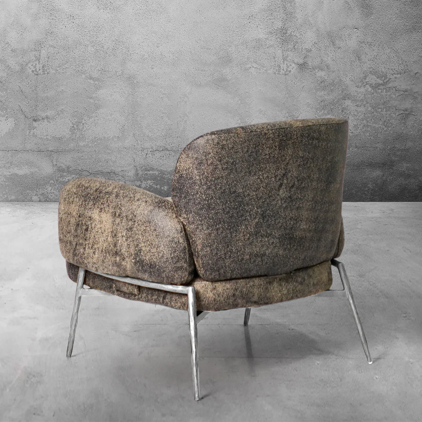 Hand-Forged Metal Vintage Pearl Grain Cowhide Lounge Chair - Image 14