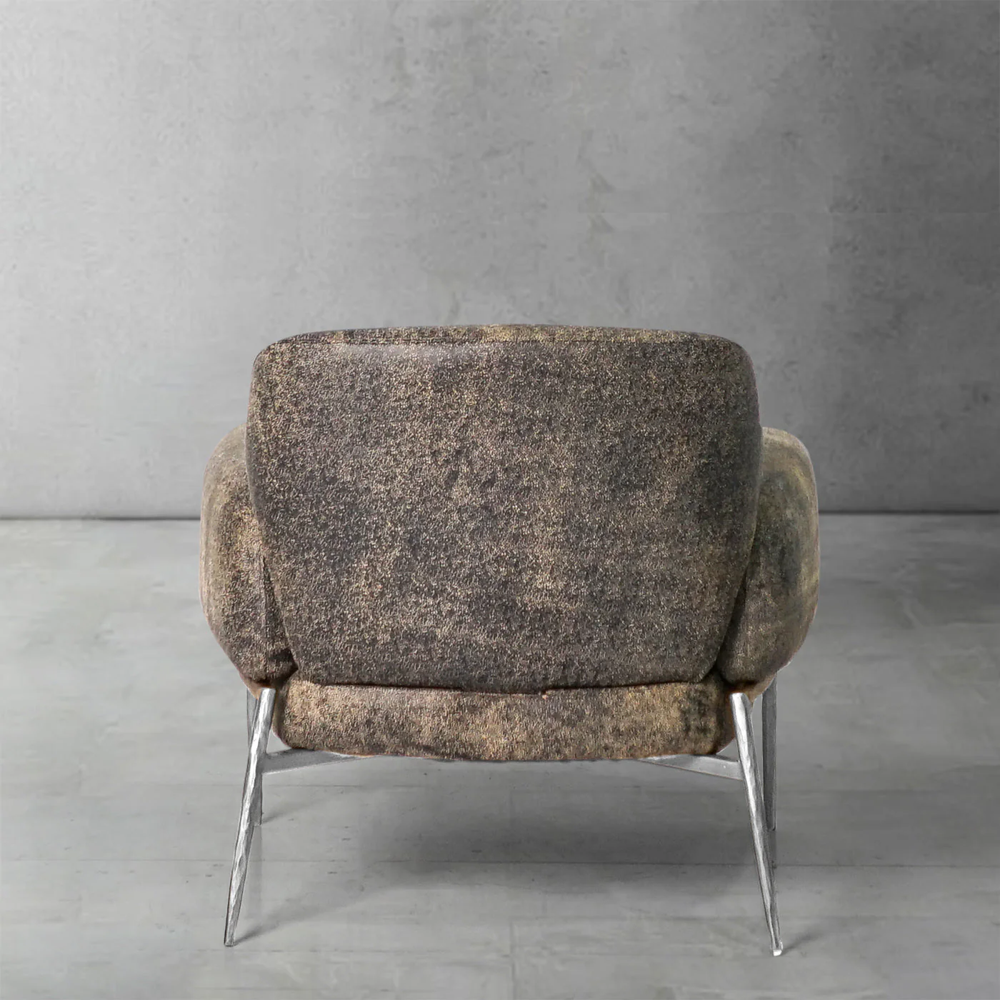 Hand-Forged Metal Vintage Pearl Grain Cowhide Lounge Chair - Image 15