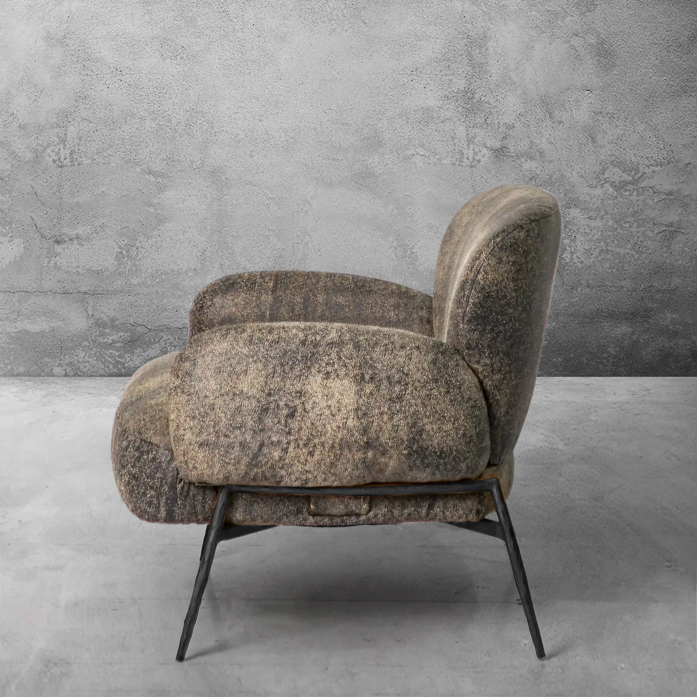 Hand-Forged Metal Vintage Pearl Grain Cowhide Lounge Chair - Image 8