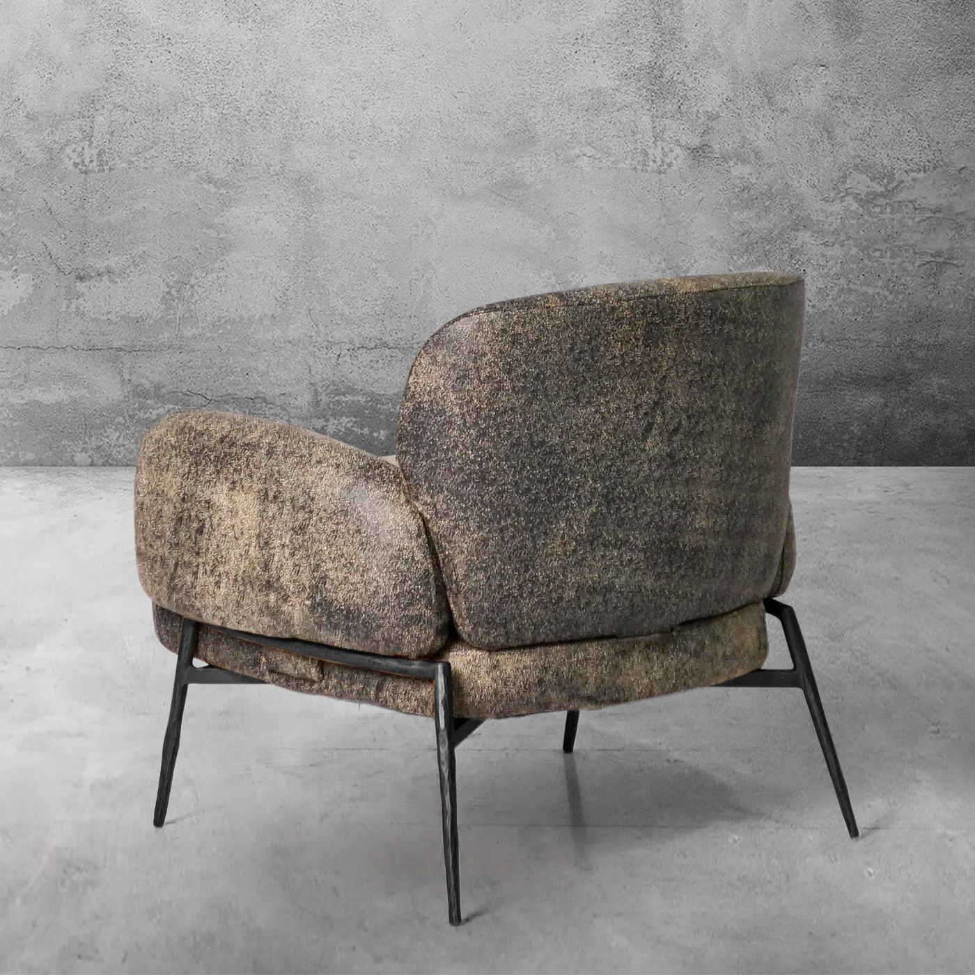 Hand-Forged Metal Vintage Pearl Grain Cowhide Lounge Chair - Image 9