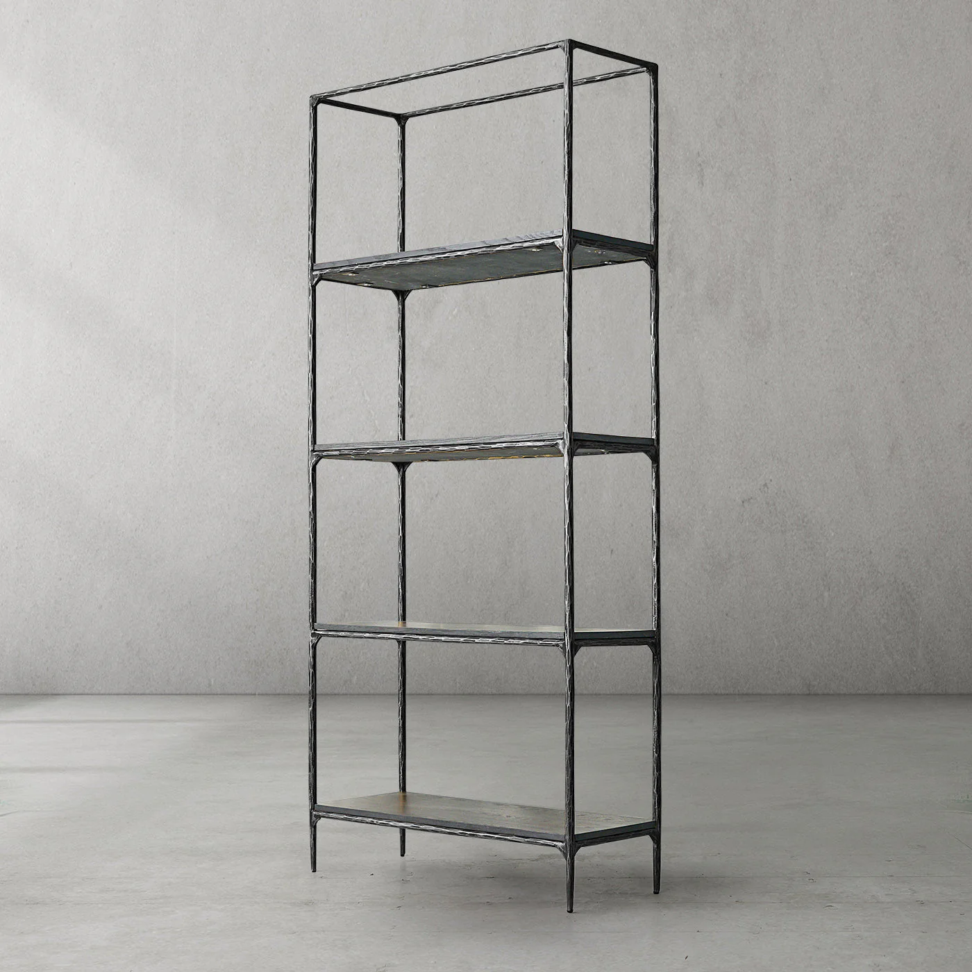 Hand-Forged Metal White Marble Shelving - Image 11