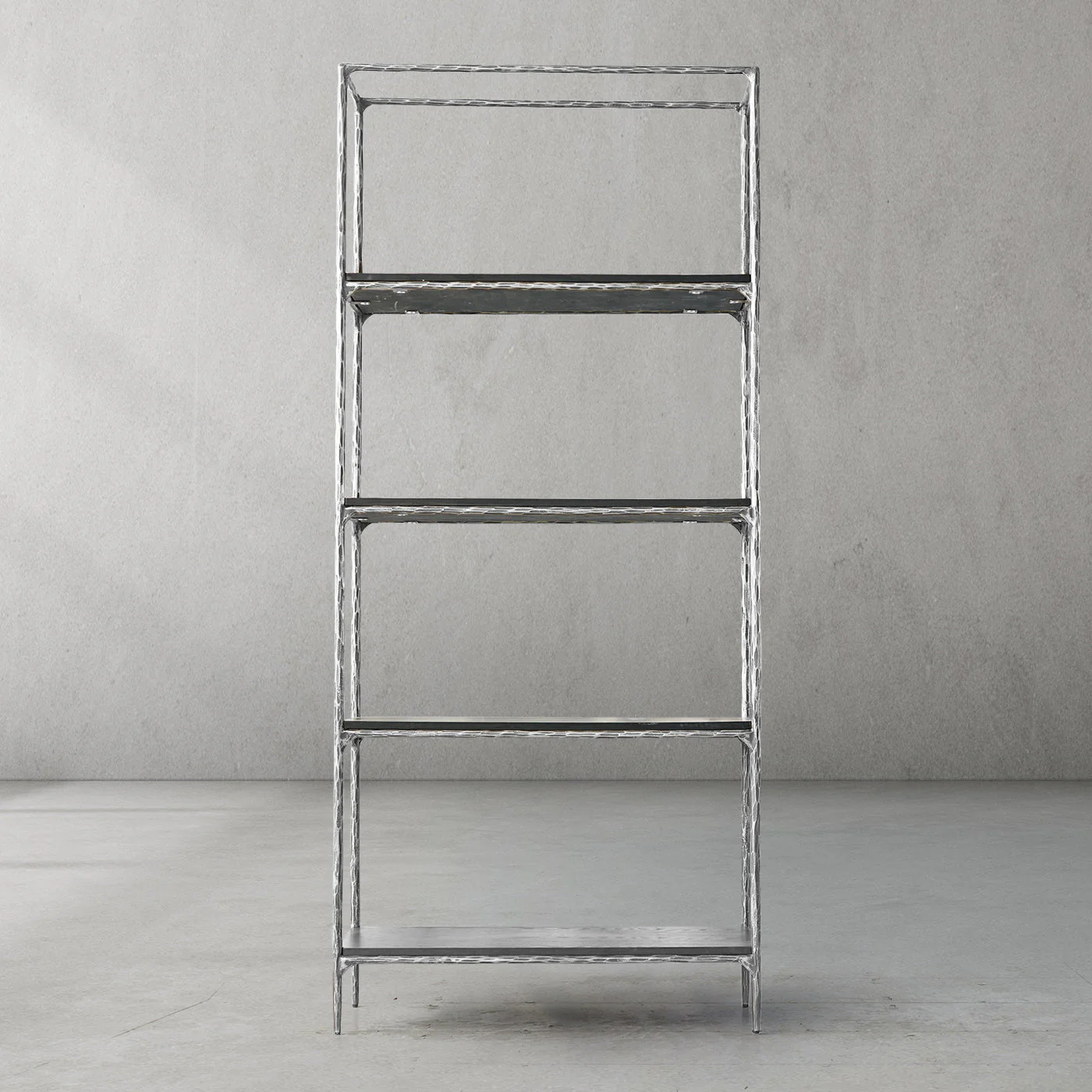 Hand-Forged Metal White Marble Shelving - Image 2