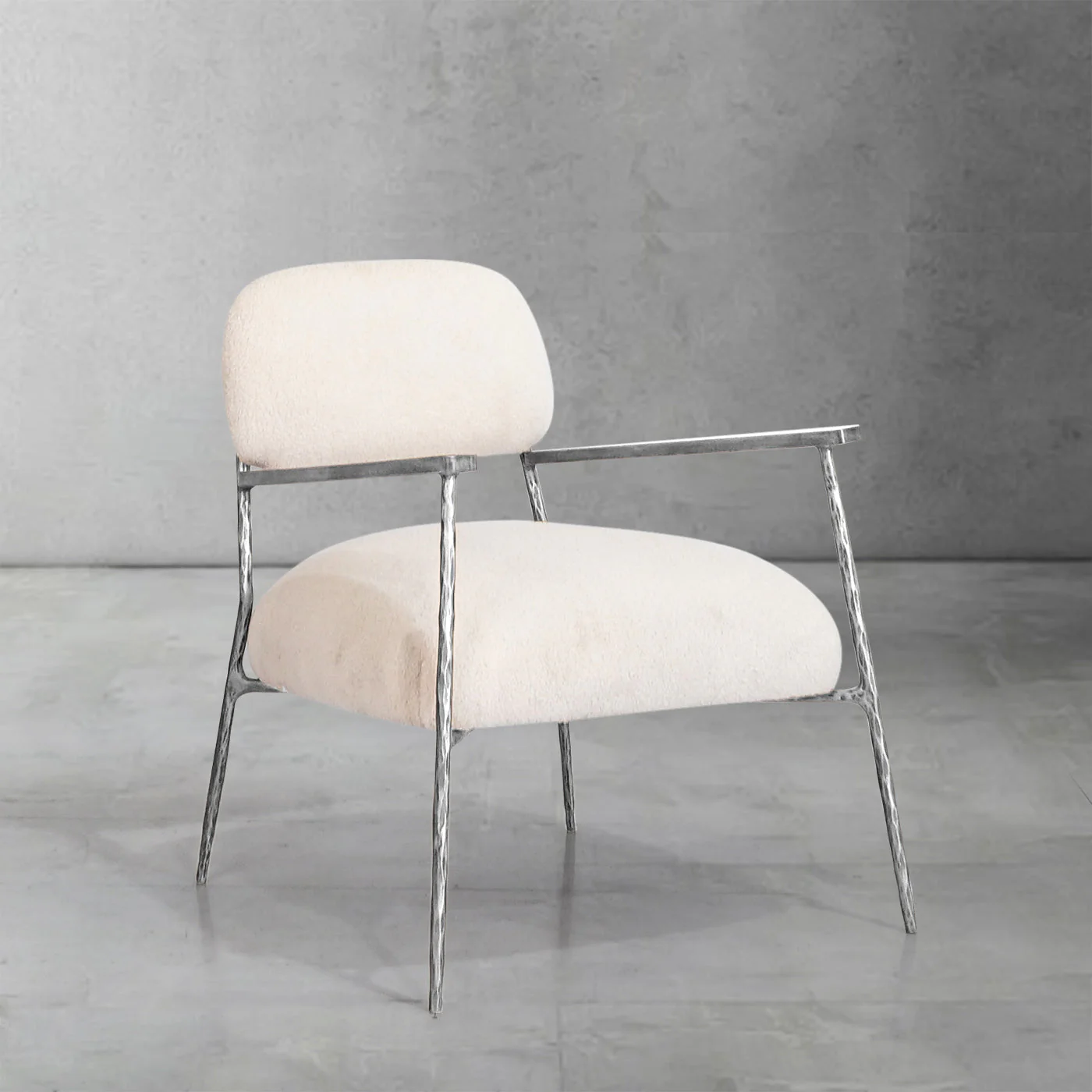 Hand-Forged Metal White Pure Wood Handrail Chair - Image 15