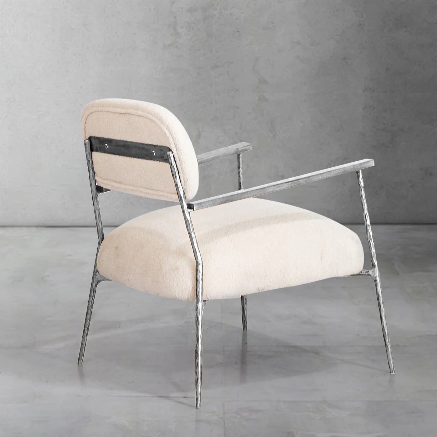 Hand-Forged Metal White Pure Wood Handrail Chair - Image 17