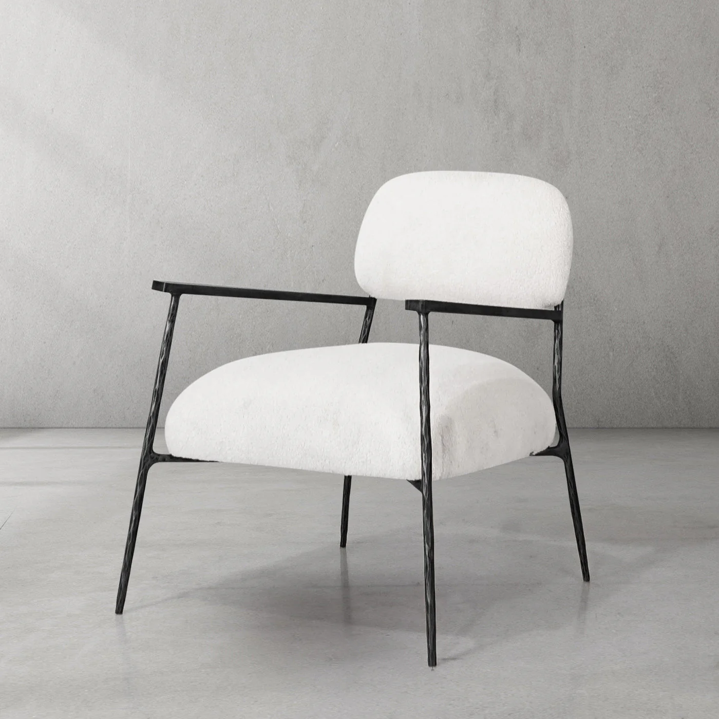 Hand-Forged Metal White Pure Wood Handrail Chair - Image 23