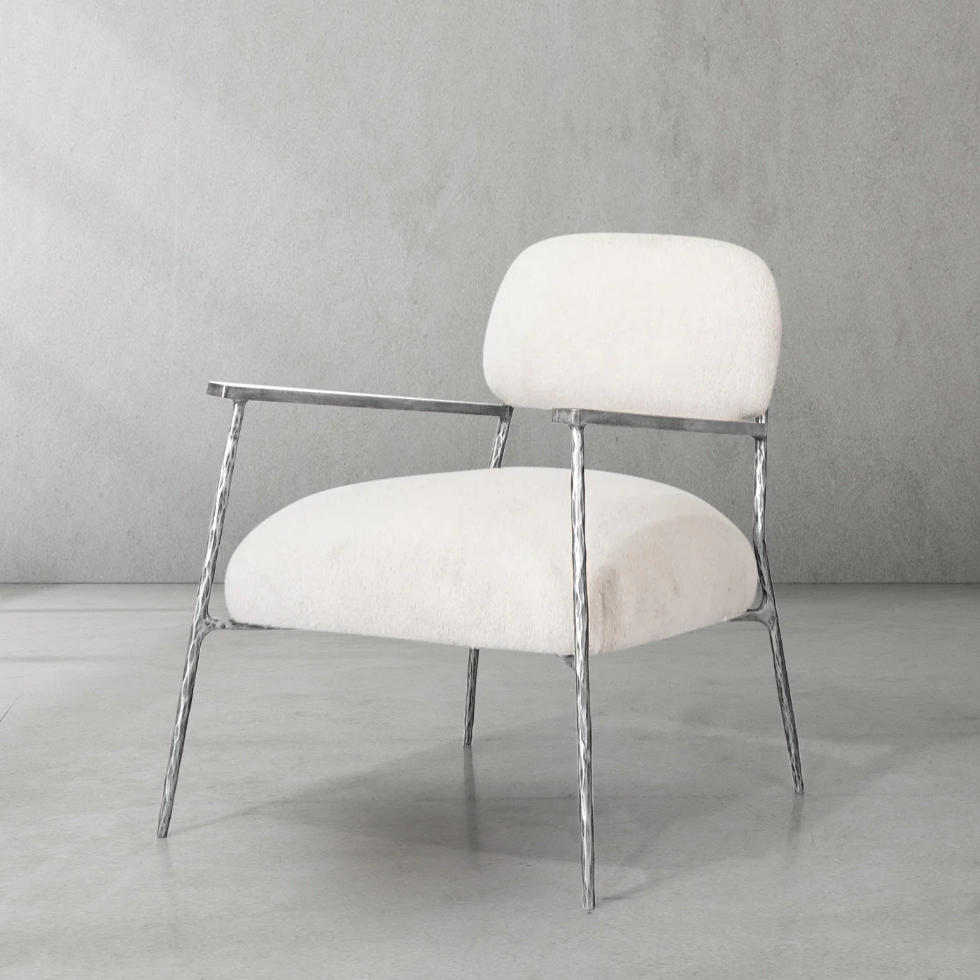 Hand-Forged Metal White Pure Wood Handrail Chair - Image 24