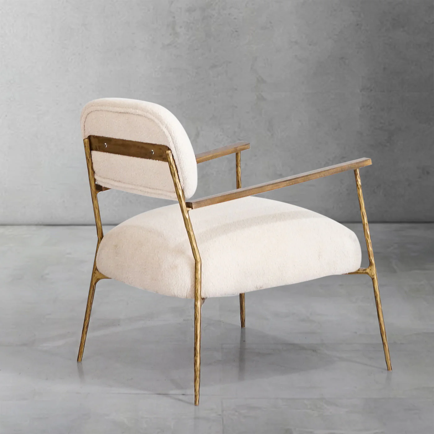 Hand-Forged Metal White Pure Wood Handrail Chair - Image 5