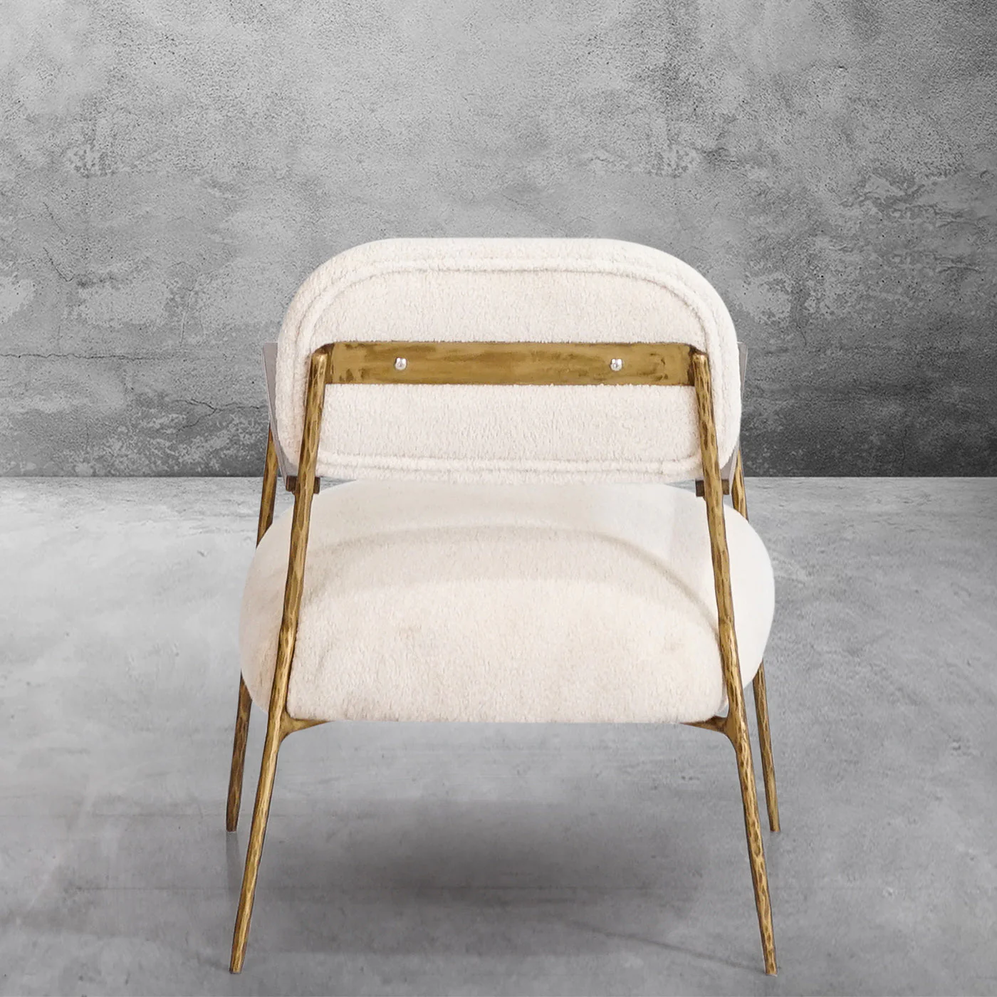 Hand-Forged Metal White Pure Wood Handrail Chair - Image 6