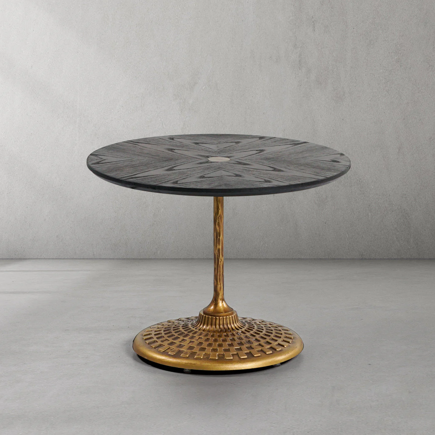 Hand-Forged Metal Wooden Side Table