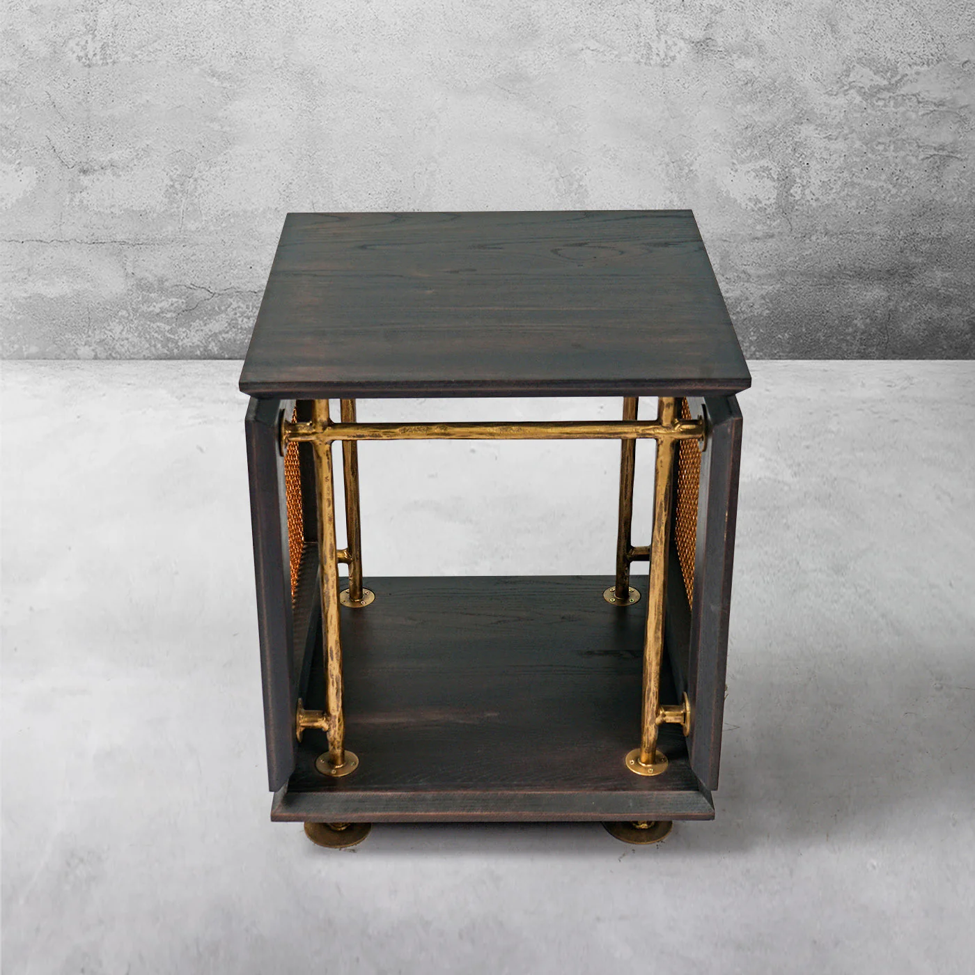 Hand-Forged Metal Woven Rattan Side Table - Image 3