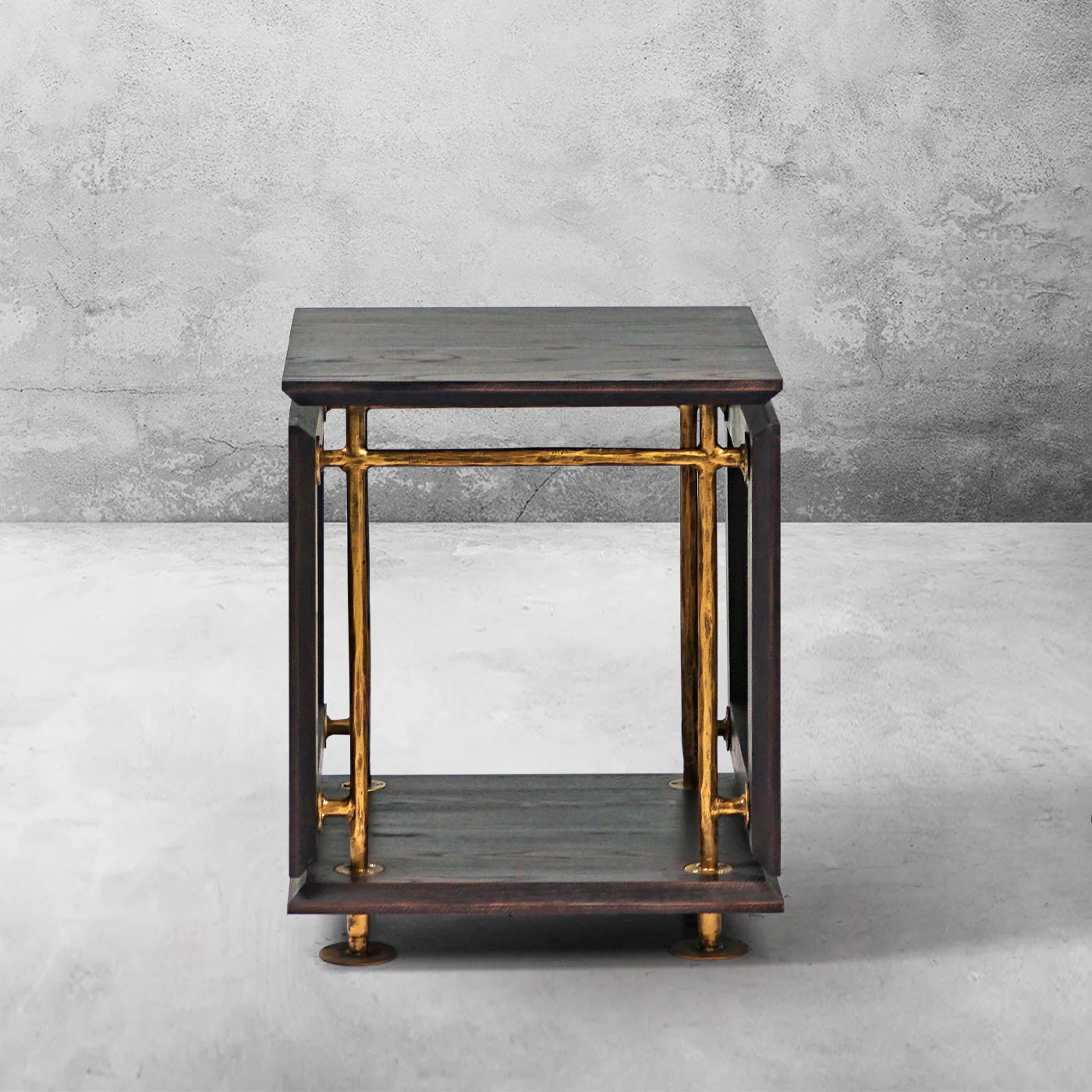 Hand-Forged Metal Woven Rattan Side Table - Image 4