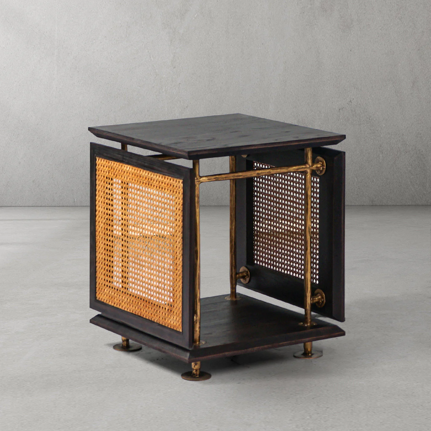 Hand-Forged Metal Woven Rattan Side Table - Image 7