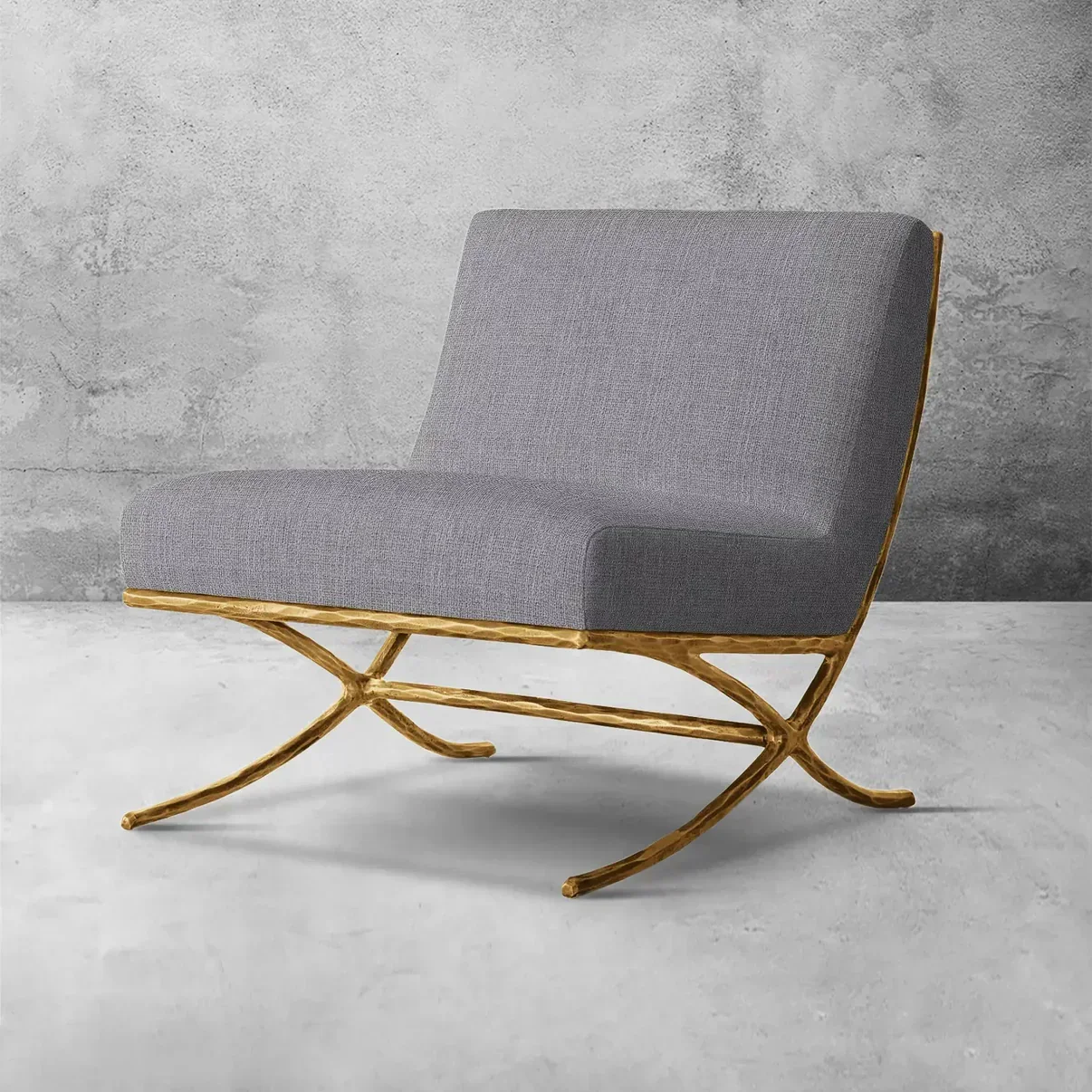 Hand-Forged Metal X-base Leather Slipper Chair - Image 13
