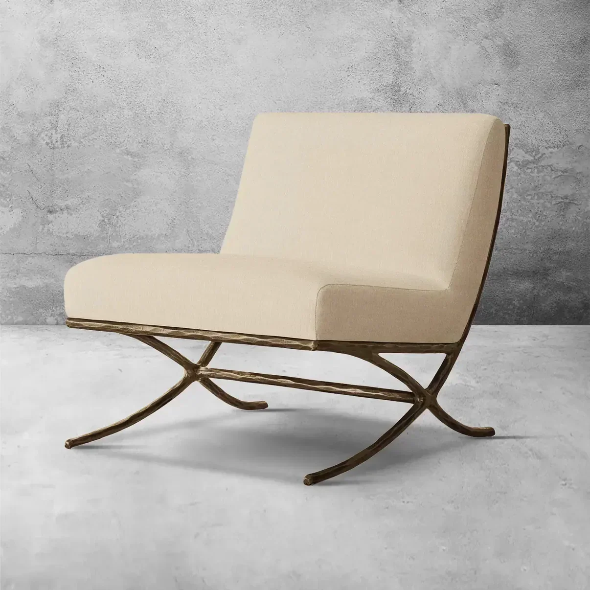 Hand-Forged Metal X-base Leather Slipper Chair - Image 6