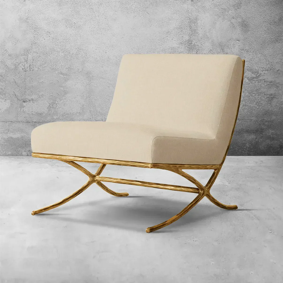 Hand-Forged Metal X-base Leather Slipper Chair - Image 7
