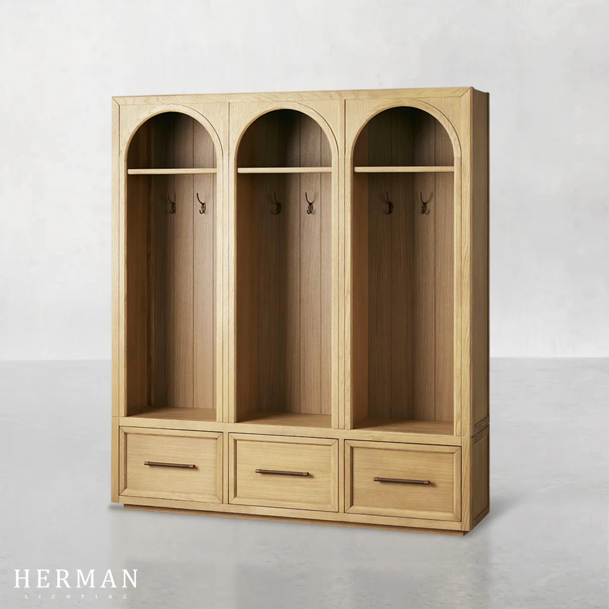 Hattie Triple Entryway Cabinet in Oak 69.75"W - Image 6