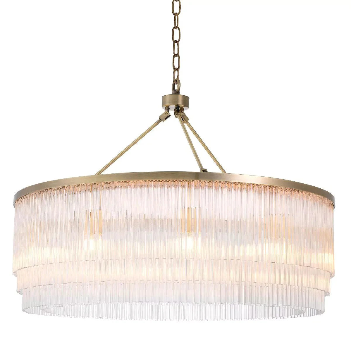 Hector L Modern Brass Glass Chandelier - (Light Brushed Brass Finish/Clear Glass) - Image 3